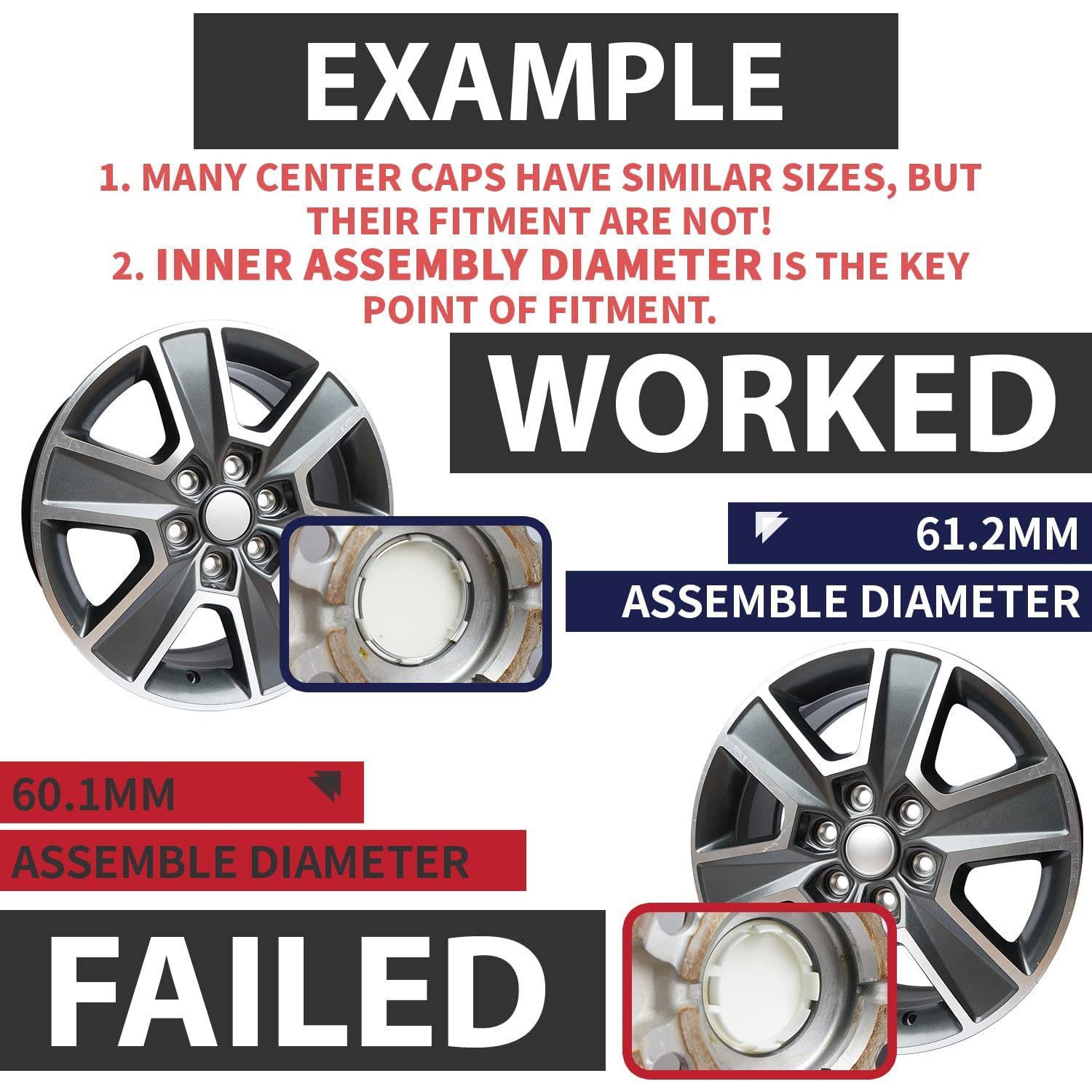 Kitspro 2.6Inch 65Mm Wheel Center Caps For Ford Expedition Explorer Ranger F150 Rim Hub Caps Fl34 1A096, Pack Of 4 (Chrome, Oute