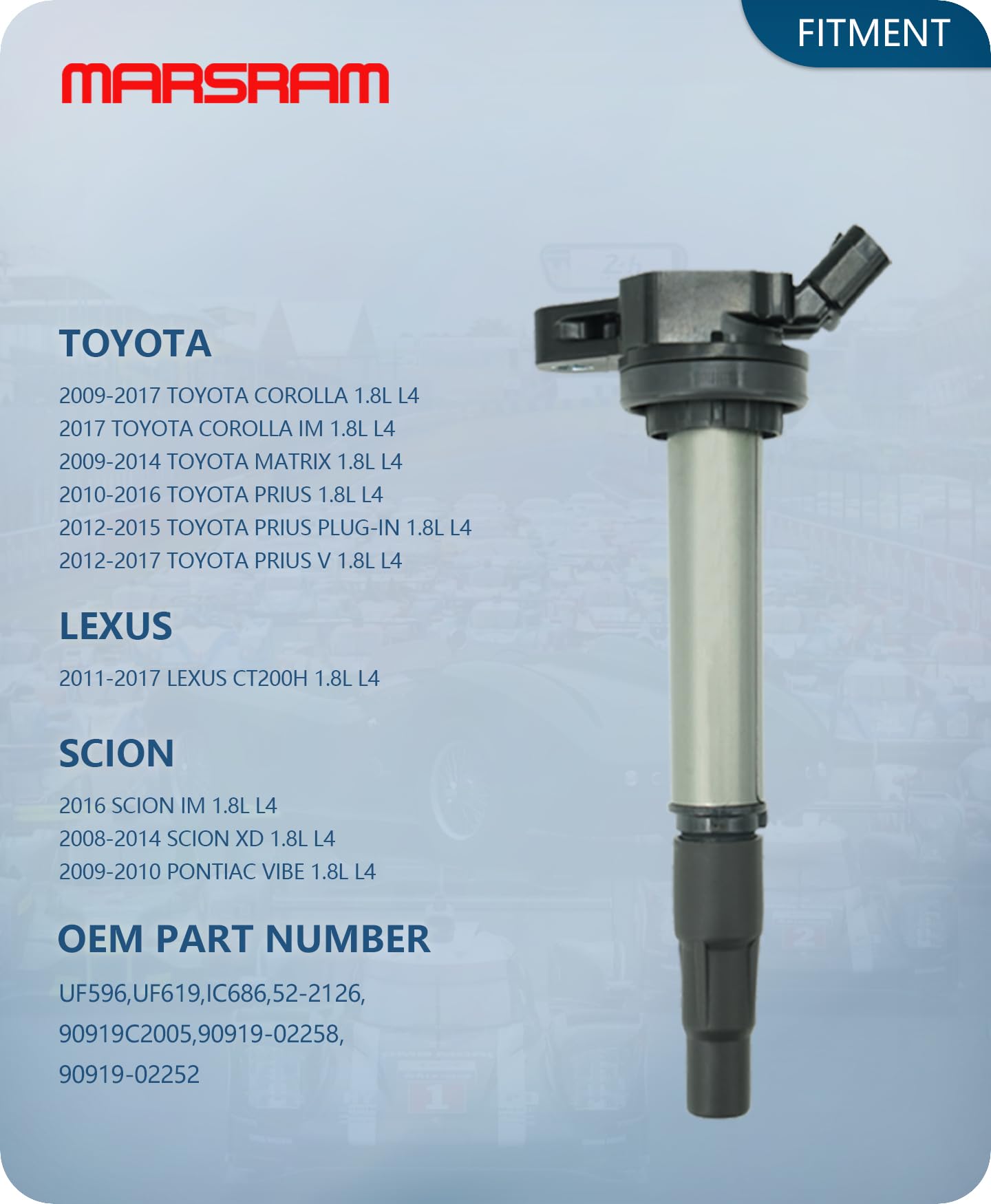 Marsram Ignition Coil Pack Uf596 For 2009 2010 2011 2012 2013 2014 2015 2016 2017 Toyota Corolla Matrix Prius Lexus Ct200H Scion