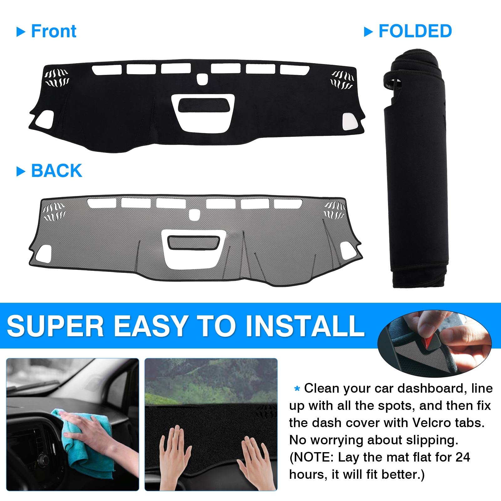 Autorder Dashboard Cover Mat For 2015-2022 Chevrolet Chevy Colorado Accessories Dash Cover Flannel Dash Mat Sunshade Glare Uv Ra