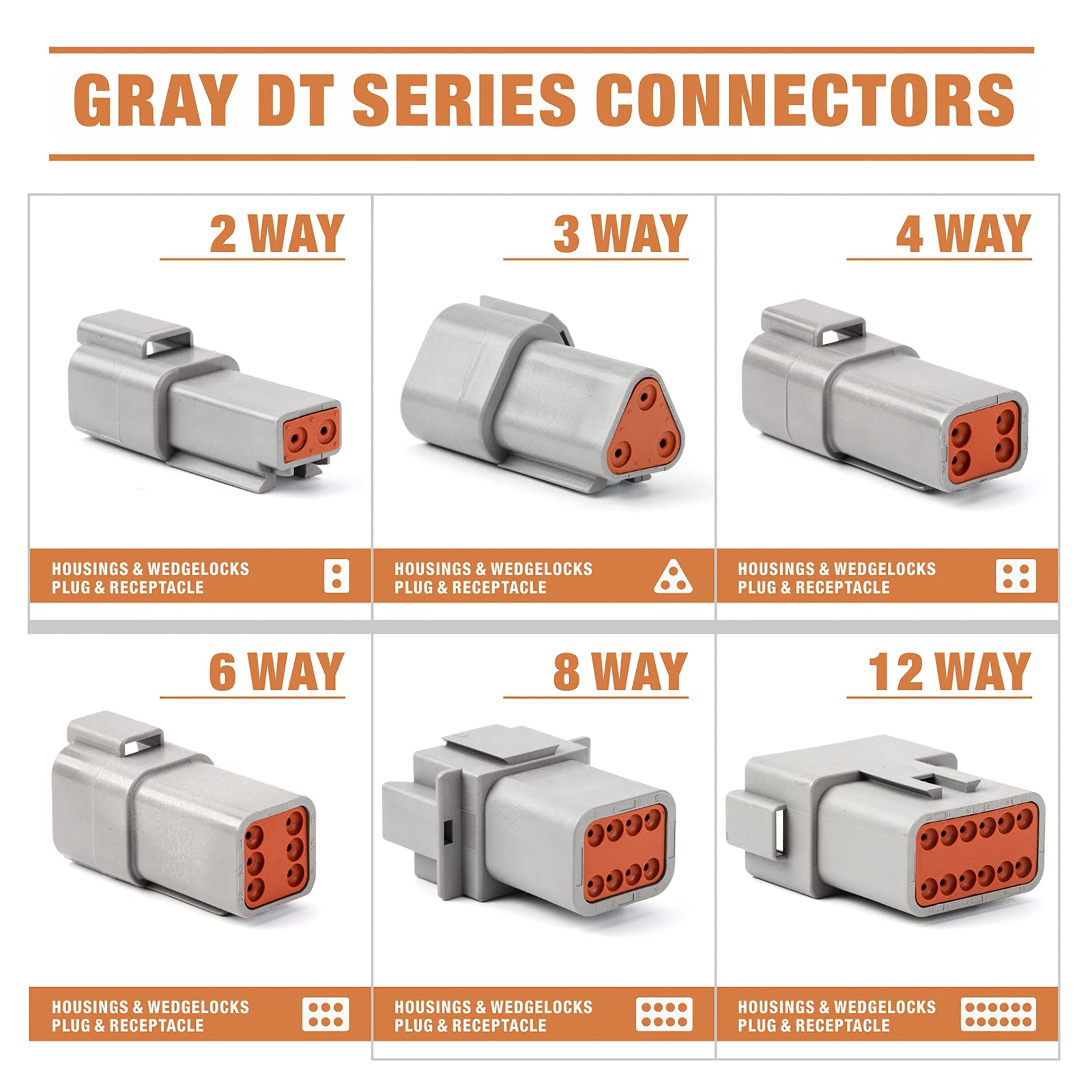 Iwiss Deutsch 3 Pin Dt Series Connectors, Size 16 Stamped Contacts, 3 Way Automotive Electrical Connectors, 80 Pieces