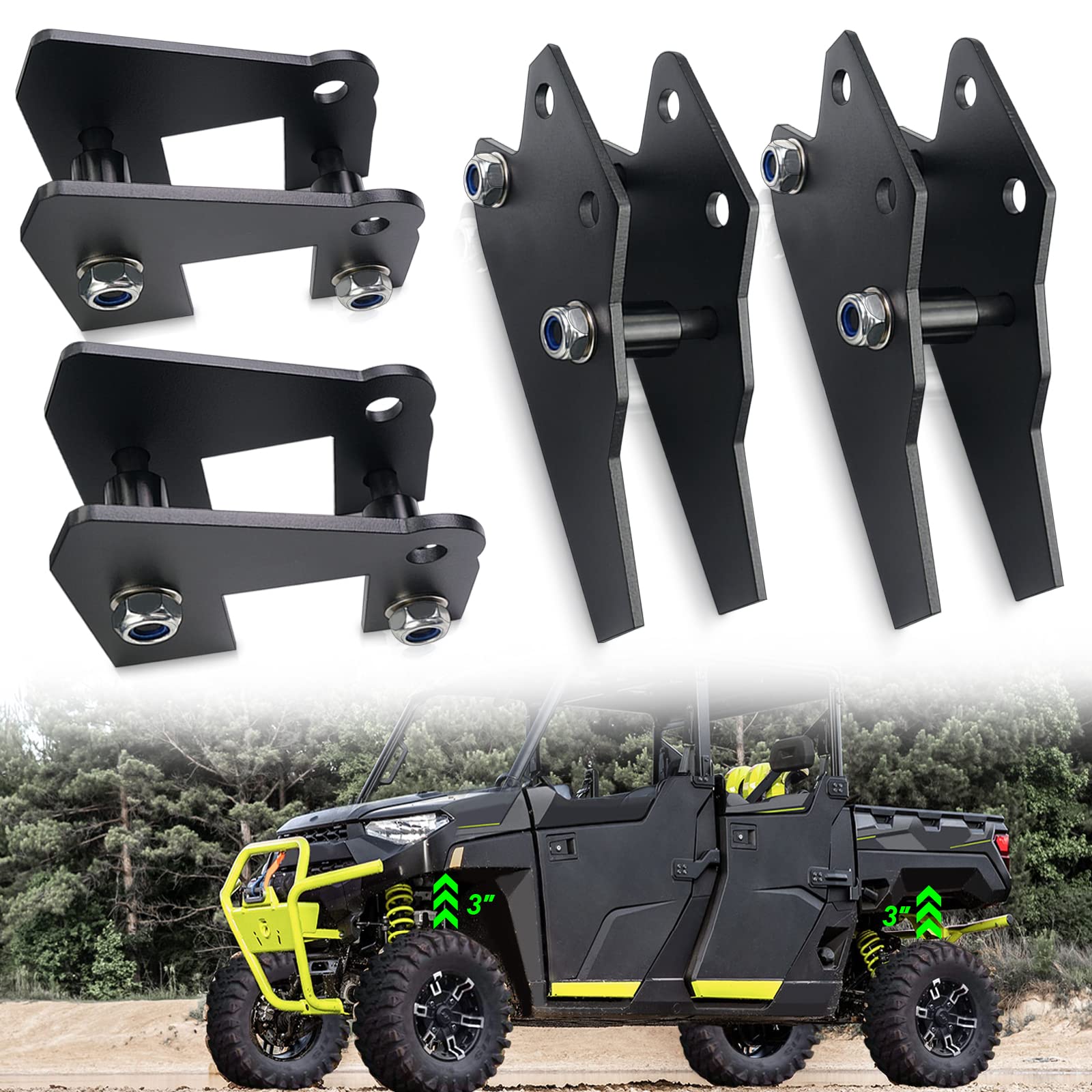 Utv Ranger Lift Kit - Starknightmt 3' Ranger Front & Rear Bracket Lift Kit Compatible With Polaris Ranger 570 Fullsize/Xp 570/Xp 900/ Xp 1000/1000 Diesel 2013-2022