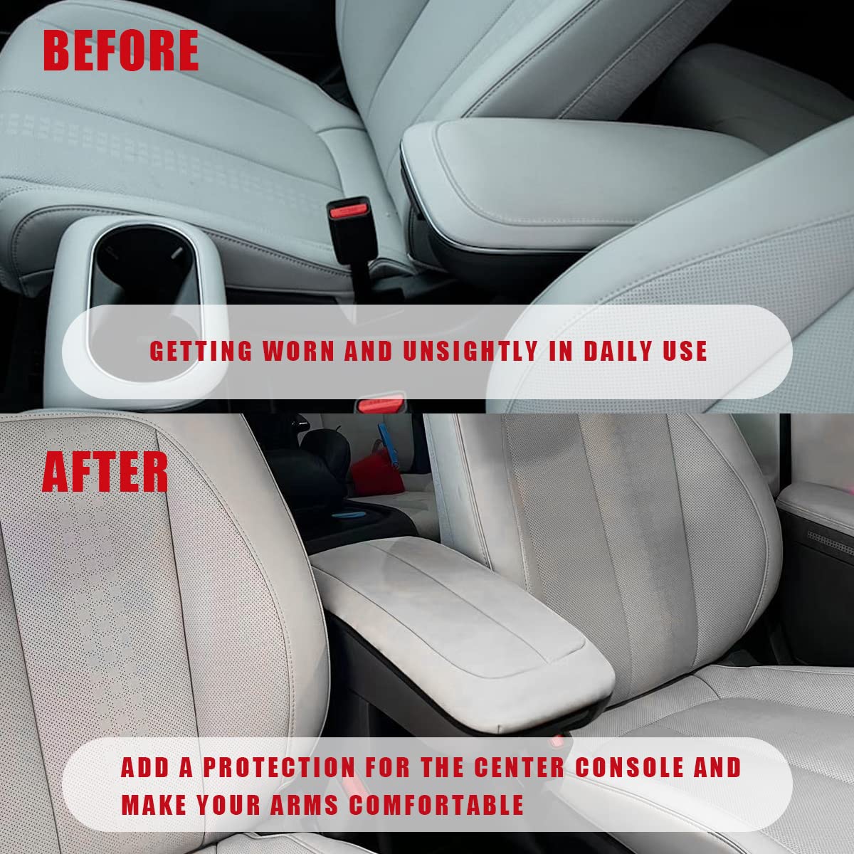 Bestevmod For Ioniq5 Center Console Armrest Pad Cover Morse Code Design Extra Soft Microfiber Leather Waterproof Protector Seat