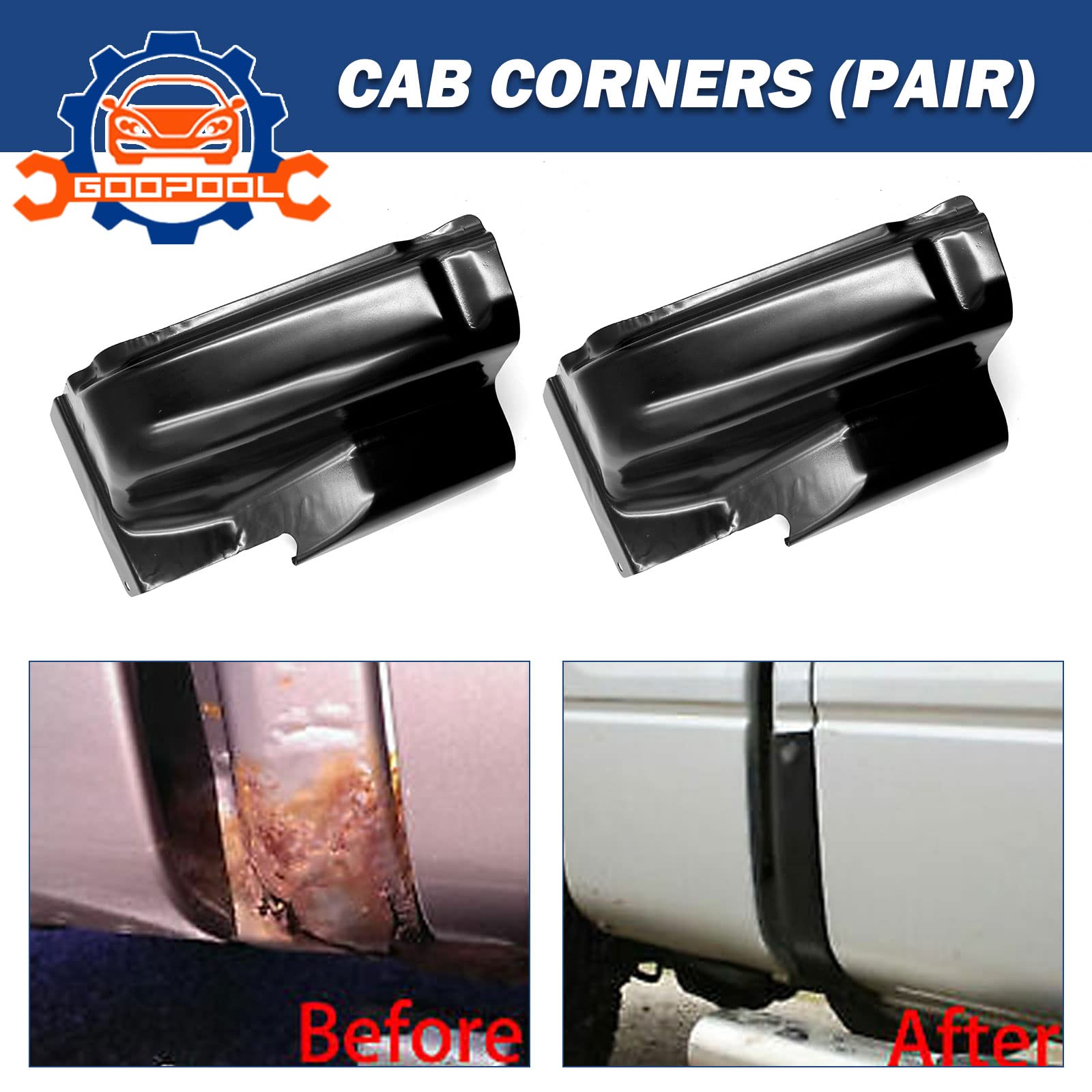 Pickup Truck Cab Crew Corners Set for Ford F150 2004 2005 2006 2007 2008 4-Door -2 PCS