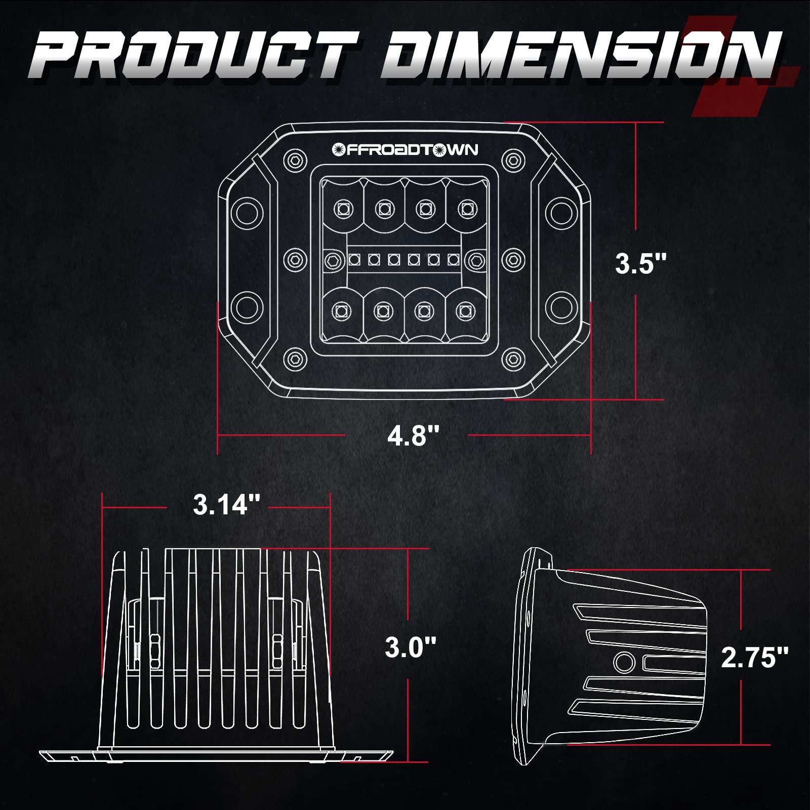 Amber Flush Mount Led Pods, Offroadtown 2Pcs 5'' 78W Led Driving Work Lights Spot Flood Combo Fog Light Yellow Lights For Truck