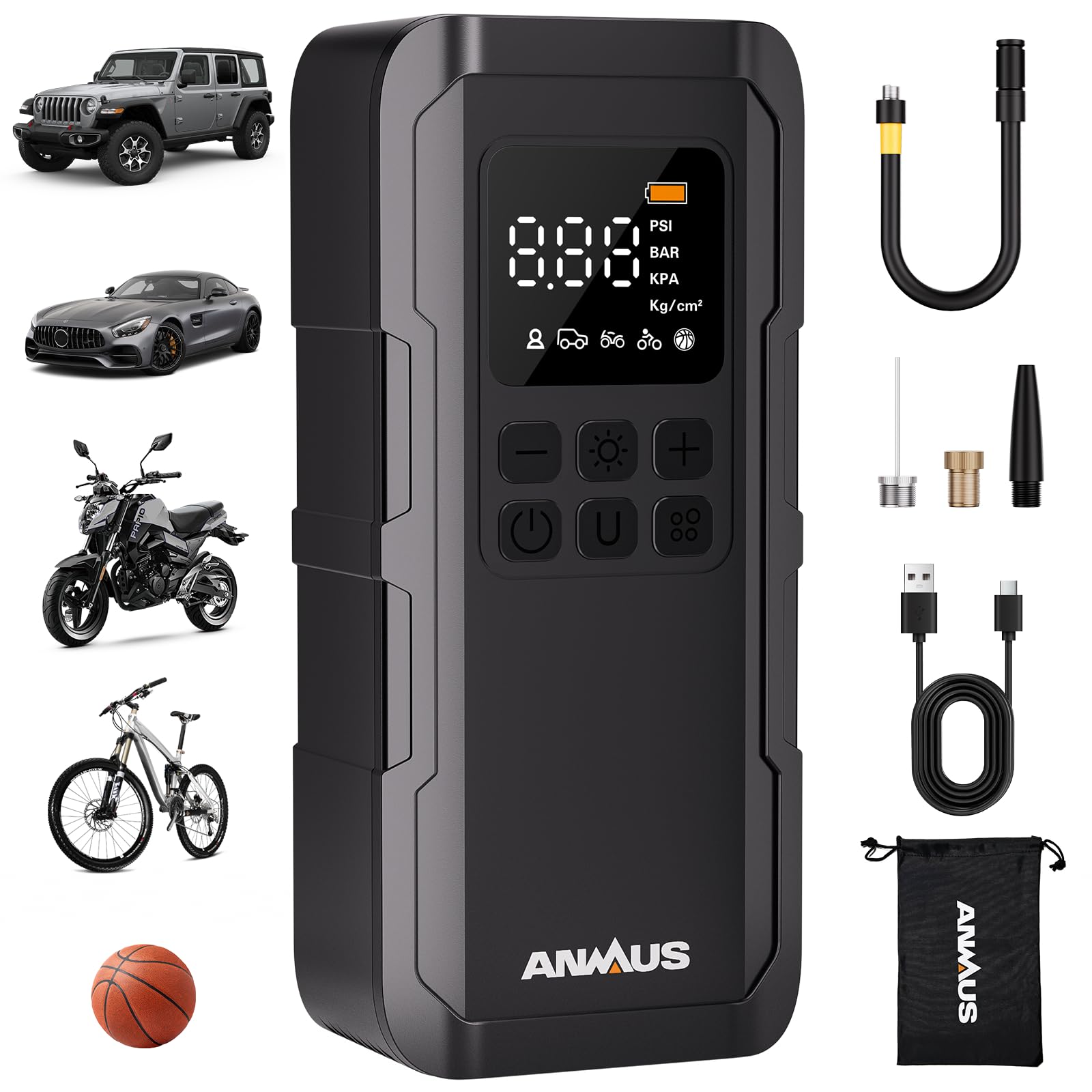 Tire Inflator Portable Air Compressor, Faster Air Pump for Car Tire 150PSI Inflation with Digital Pressure Gauge, Preset Tire Pr