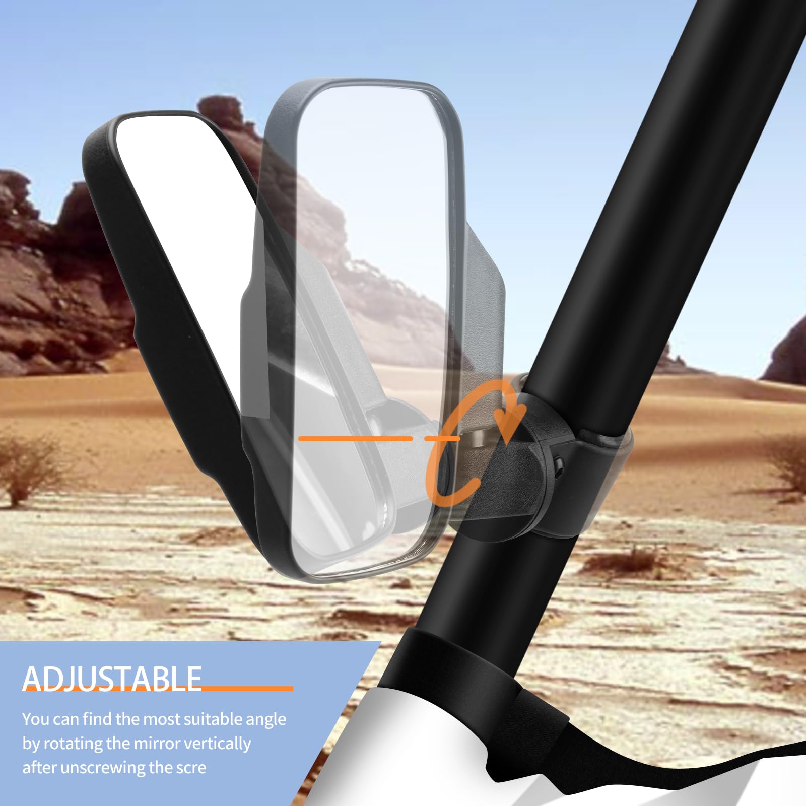 UTV Mirrors, UTV Side Mirrors Compatible with 1.6-2 IN Roll Cage Pioneer Polaris RZR 900 1000 Can Am Kawasaki Mule Rhino YXZ Zfo