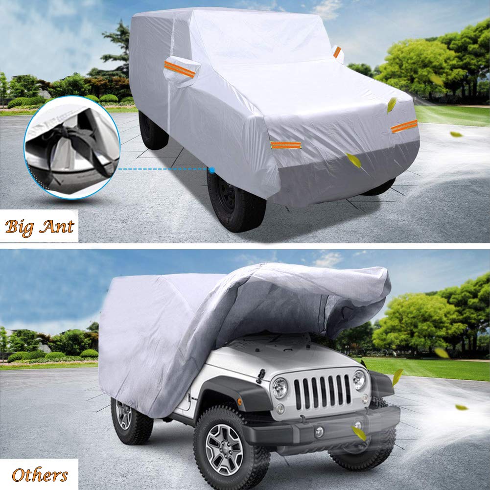 Big Ant Car Cover,Waterproof 6 Layers Outdoor Car Covers For 2 Door Wrangler Cj,Yj, Tj & Jk All Weather Protection Suv Cover Cus