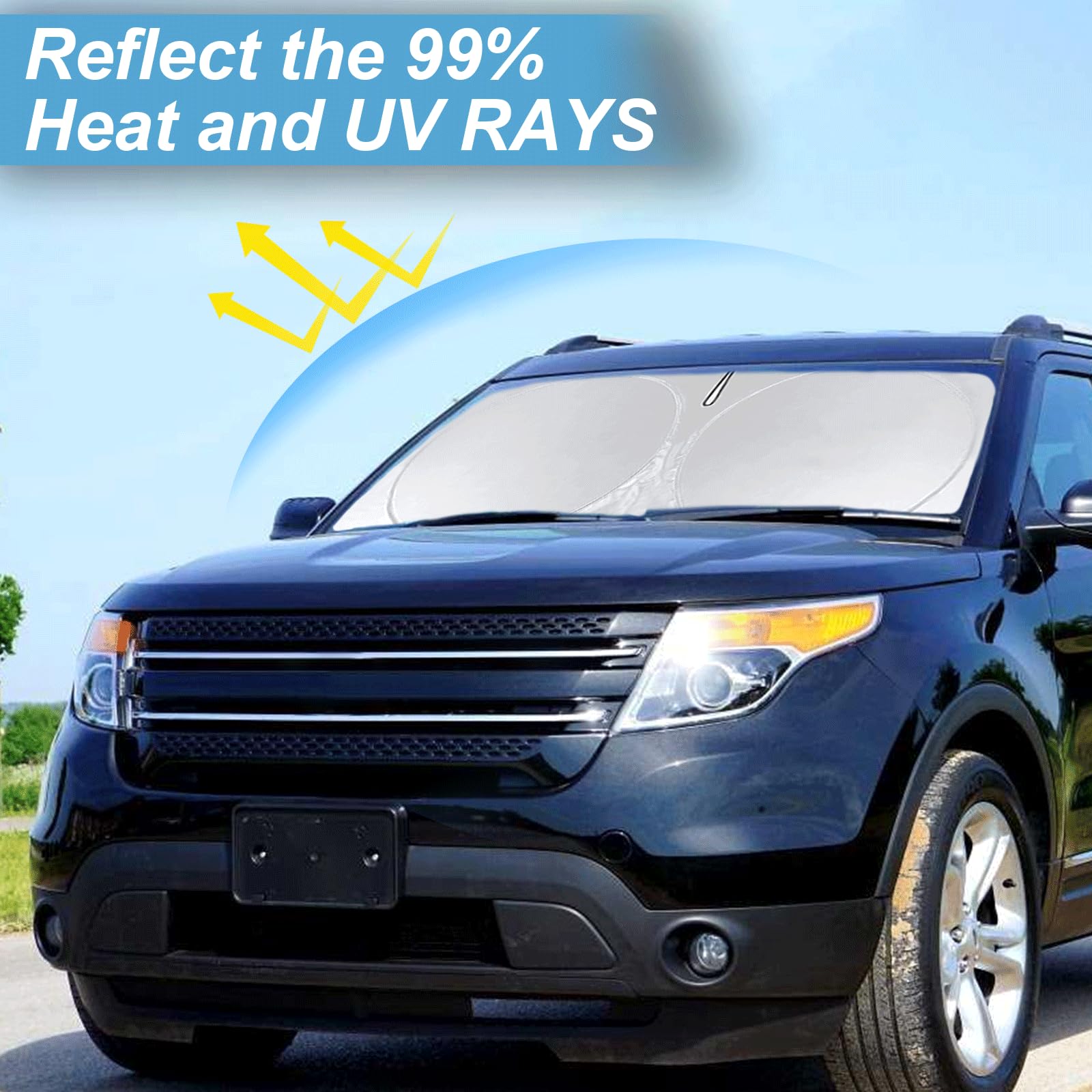 Sunshade For Explorer Windshield Sun Shade For 2019 2018-2011 Ford Explorer Suv, St Xlt, Limited, Platinum Accessories Foldable