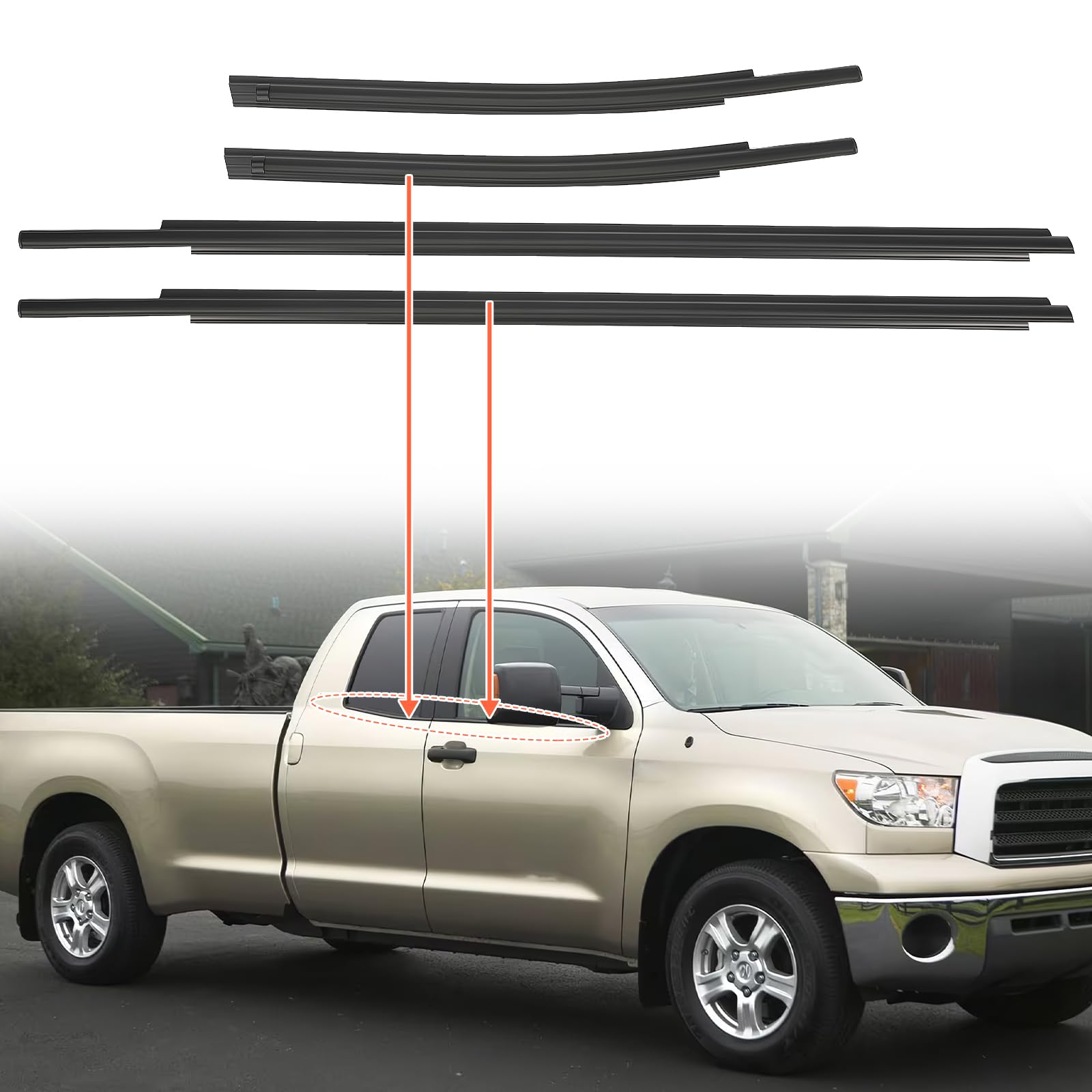 ACLONG Weatherstrip Window Seal Car Window Moulding Trim Sweep Felt Seal Kit Fit for Toyota Tundra Double Cab 2007-2019 68160-0C