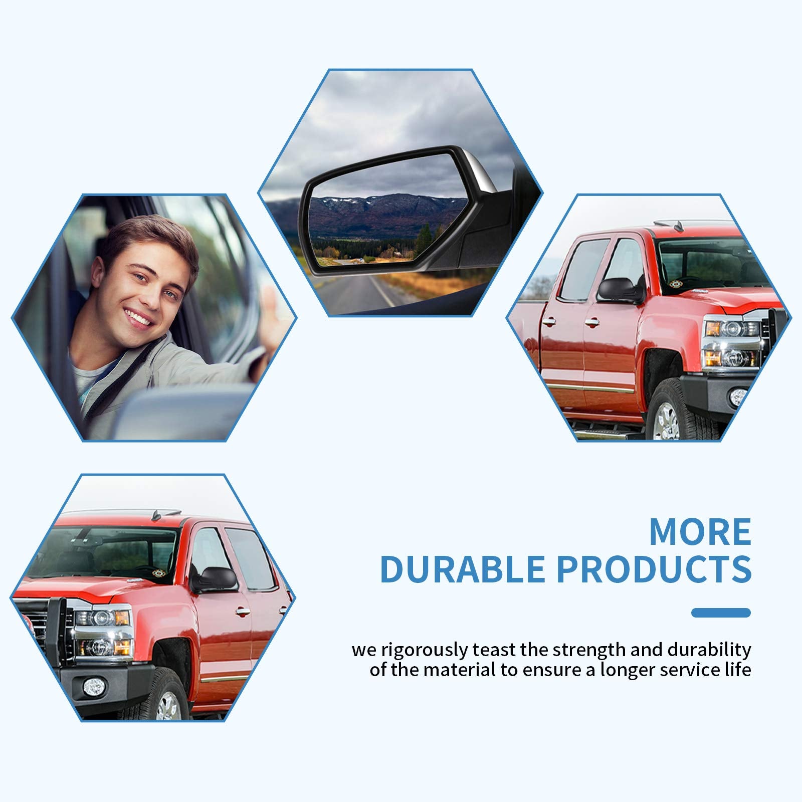 Eccpp Passenger Side Mirror Power Heated Right Rear View Mirror Chrome Fit 2014 2015 2016 2017 For Chevy Silverado 1500 Gmc Sier