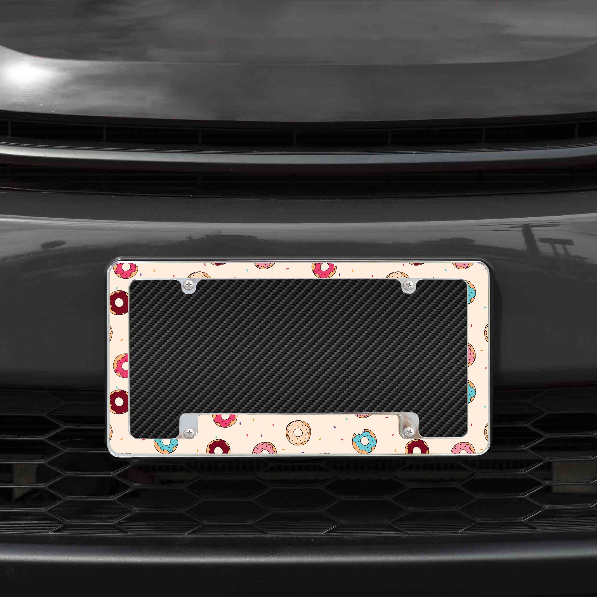 Rico Industries Donut2 All Over Automotive License Plate Frame for Car/Truck/SUV (12 x 6)