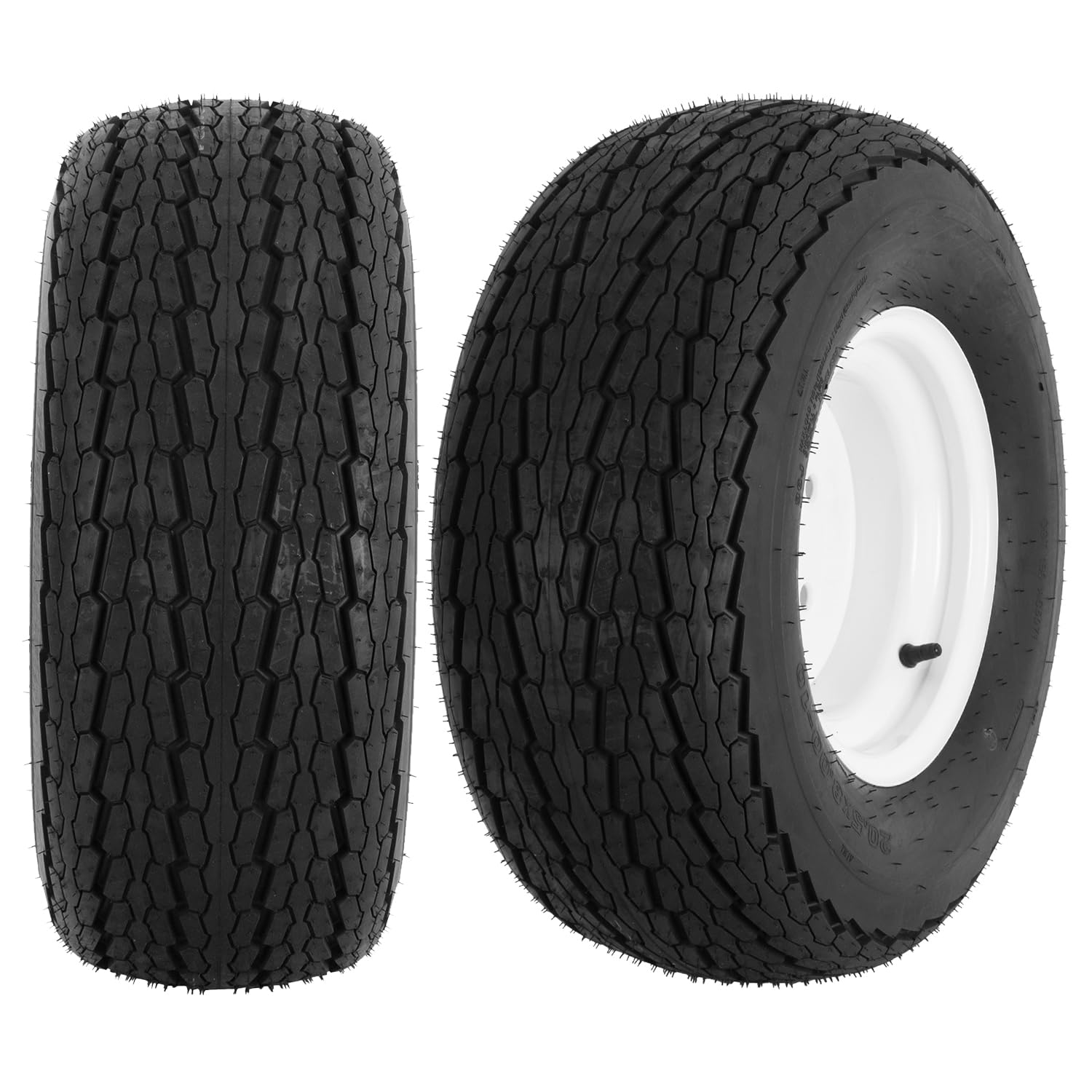 YUANXING 20.5x8-10 Trailer Tires on Rim - 5 Lug on 4-1/2 '' white Wheel - Load Range E,10PR, Set of 2
