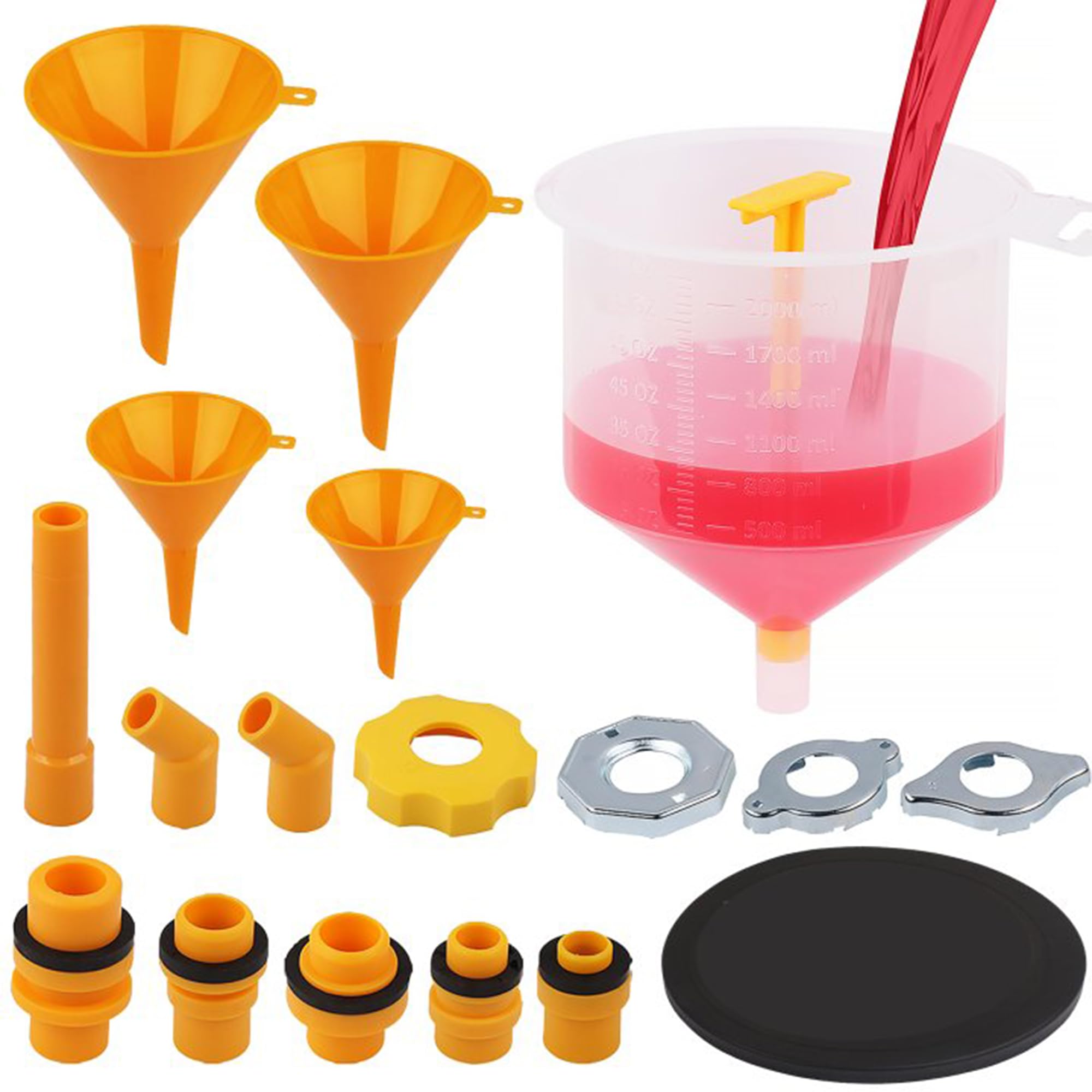 Ultimate No Spill Coolant Funnel Kit - 19-Piece Spill-Free Radiator Funnel Set, Spill Proof Radiator Bleeder Kit, Coolant Fillin