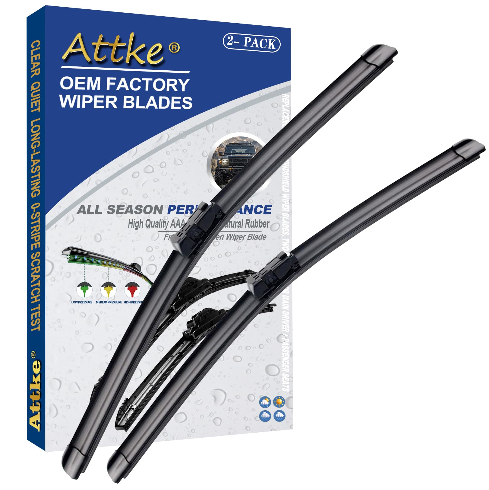 Attke Oem Quality Front Windshield Wiper Blades, Factory Replacement Chevrolet Equinox 2010-2017/Gmc Terrain 2010-2017 24''+17''