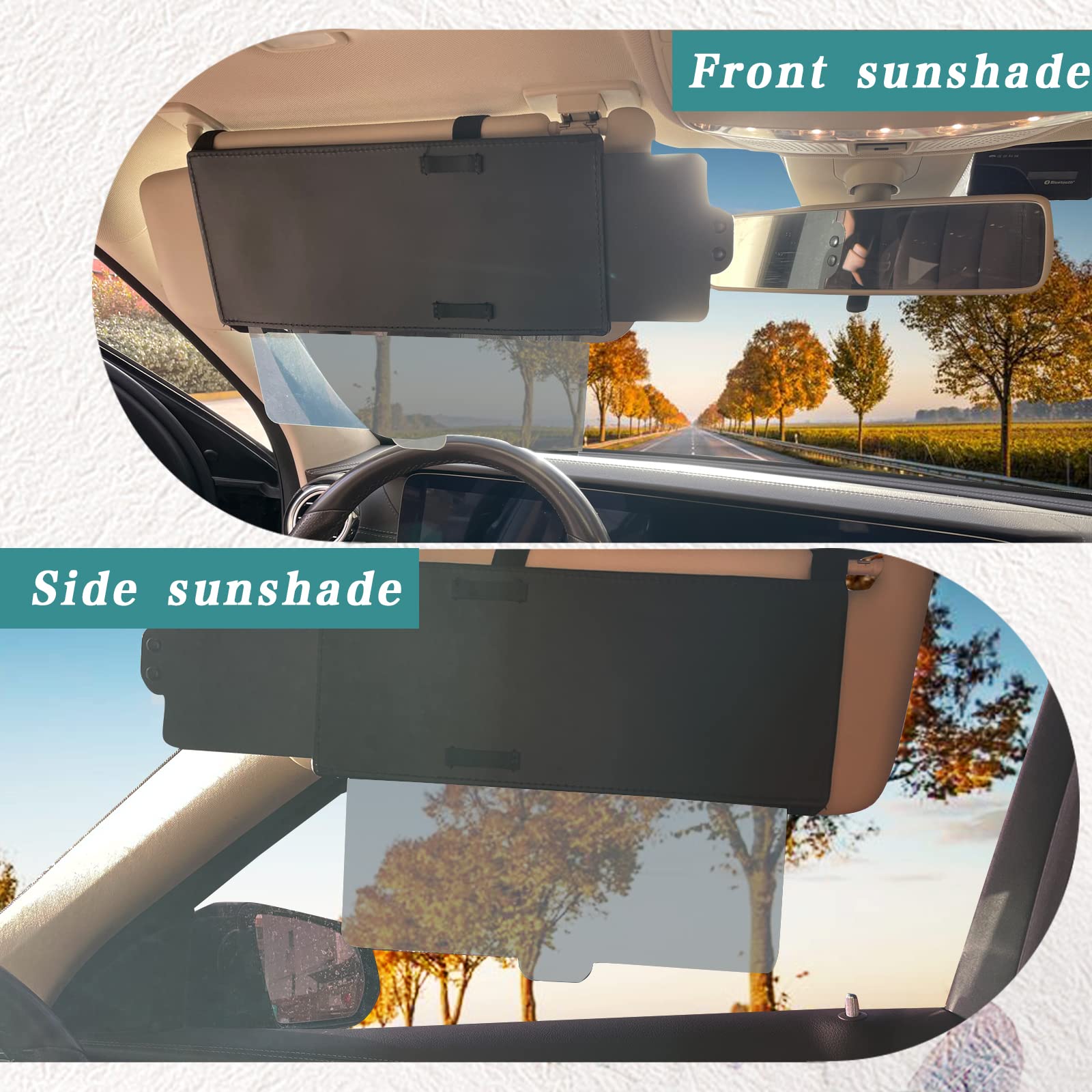 Polarized Sun Visor Extender, Anti-Glare Car Sun Visor Protects From Sun Glare, Automotive Interior Sun Protection, Snow Brown Blindness, Uv Rays, Universal For Most Cars(Lens Black)