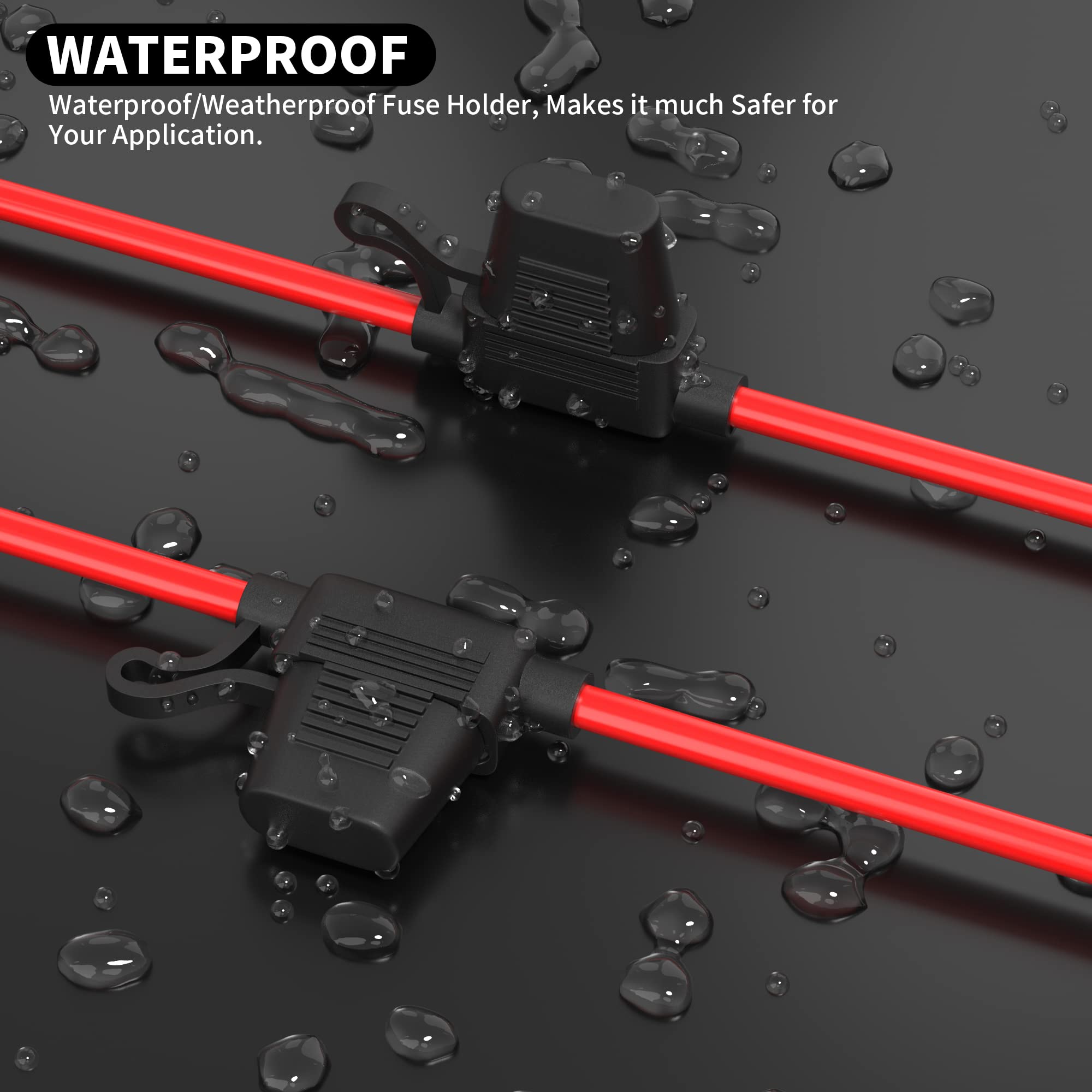 Daiertek 6 Pack 10 Awg Fuse Holder 12V For Atc/Ato Blade Fuse, Inline Fuse Holder 12V With 10 Gauge Wires With 30A 40A Fuse Wate