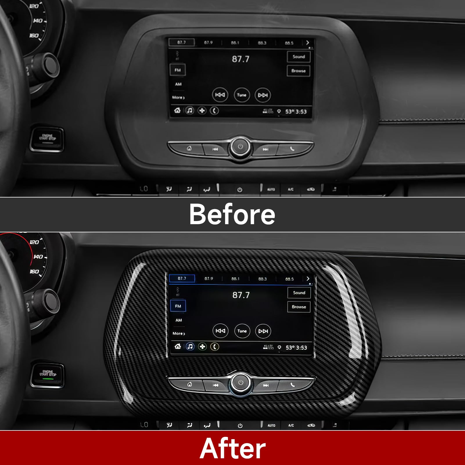 Car Center Control Panel Sticker Cover ABS Carbon Fiber Decal Interior Trim for Chevrolet Camaro ZL1 2016 2017 2018 2019 2020 20