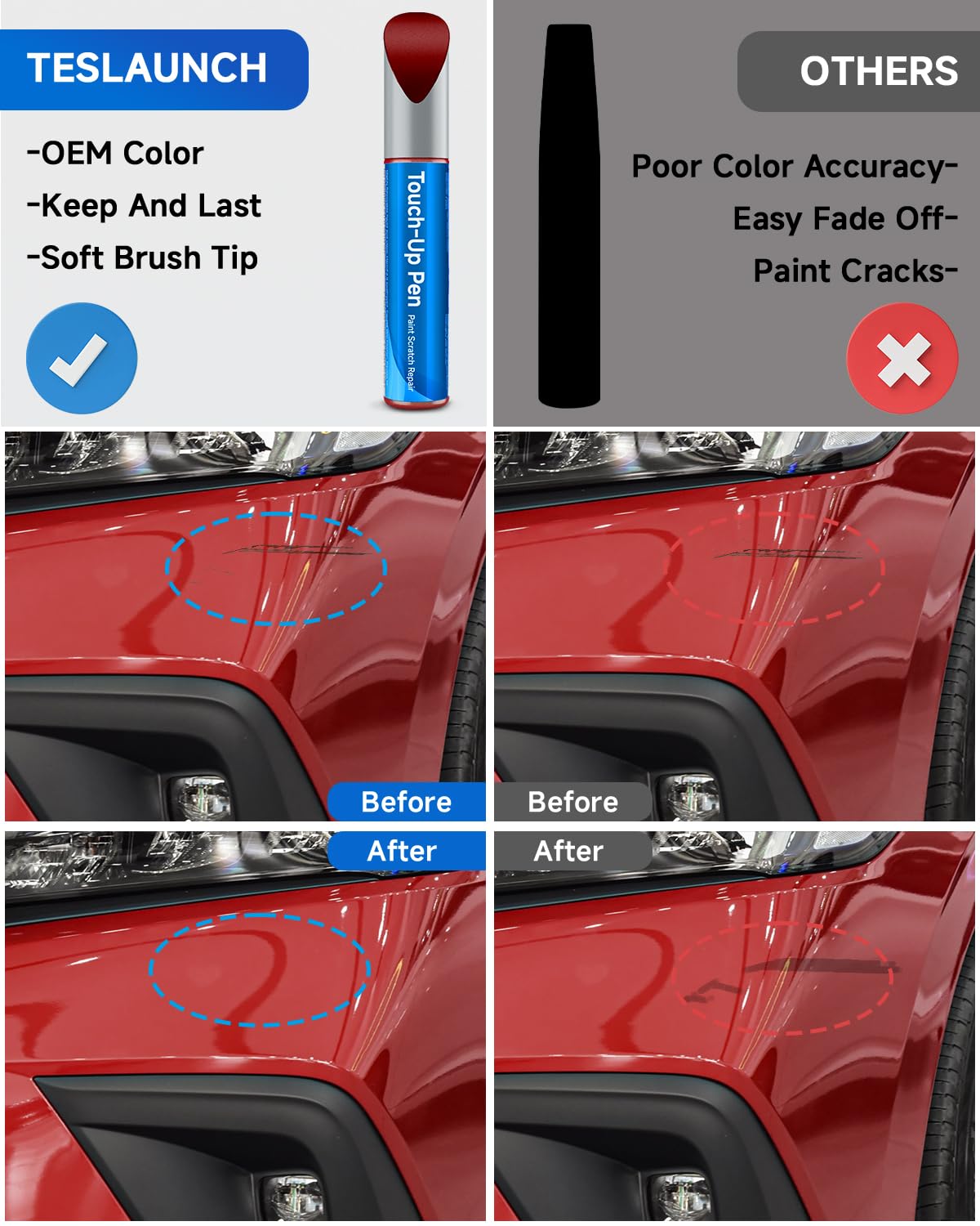 R-569M Radiant Red Metallic Touch Up Paint Compatible with Honda Exact Match Touch Up Paint Car Scratch Repair