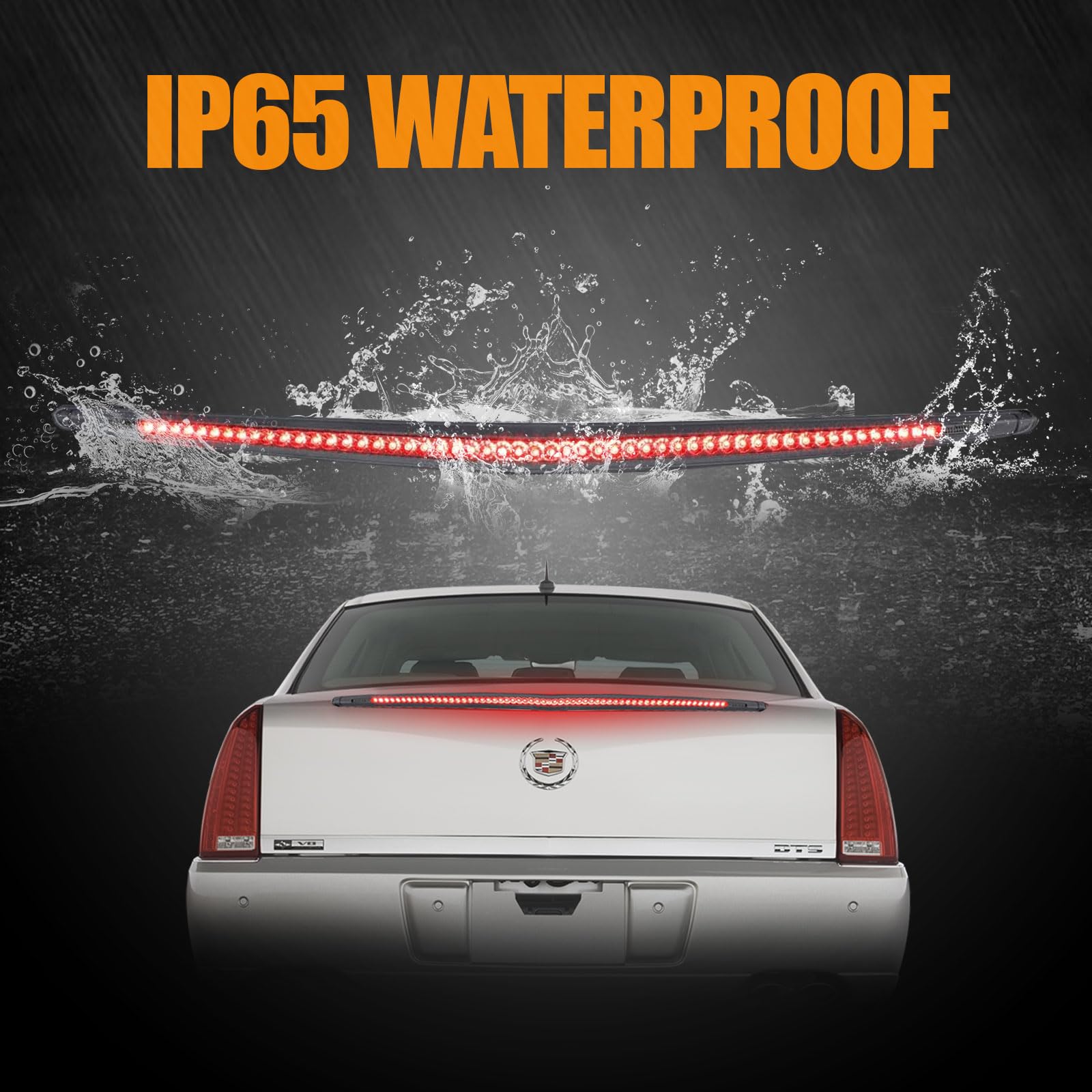 Cxdar Third 3Rd Brake Light Led For 2006-2011 Cadillac Dts, High Mount Rear Brake Lights Assembly For 06-11 Cadillac Dts, Waterp