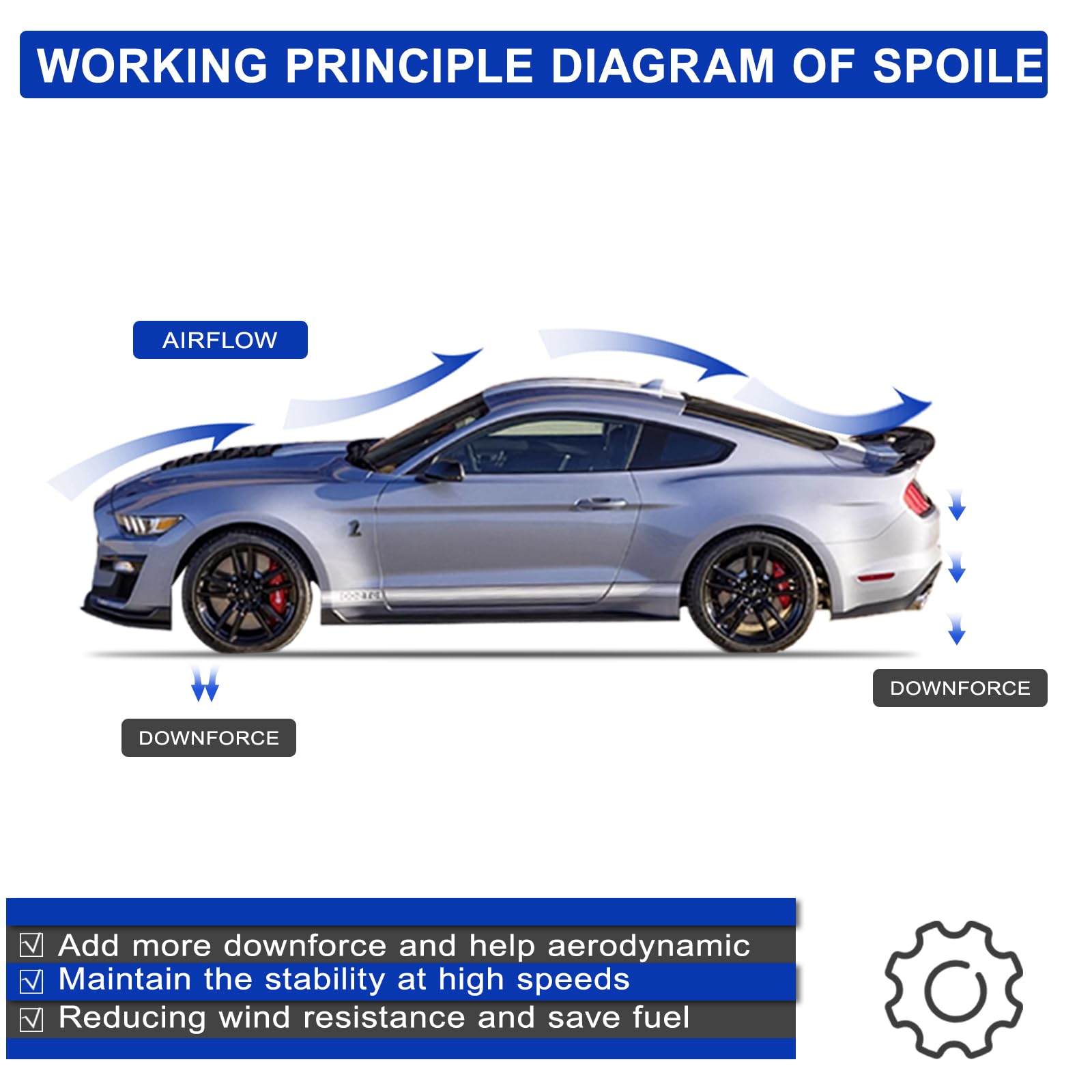 AAriguthel 2015-2023 Mustang Ecoboost Spoiler Compatible with Mustang V6/V8/Shelby/GT/EcoBoost Coupe 2 Door Models GT 350 GT500