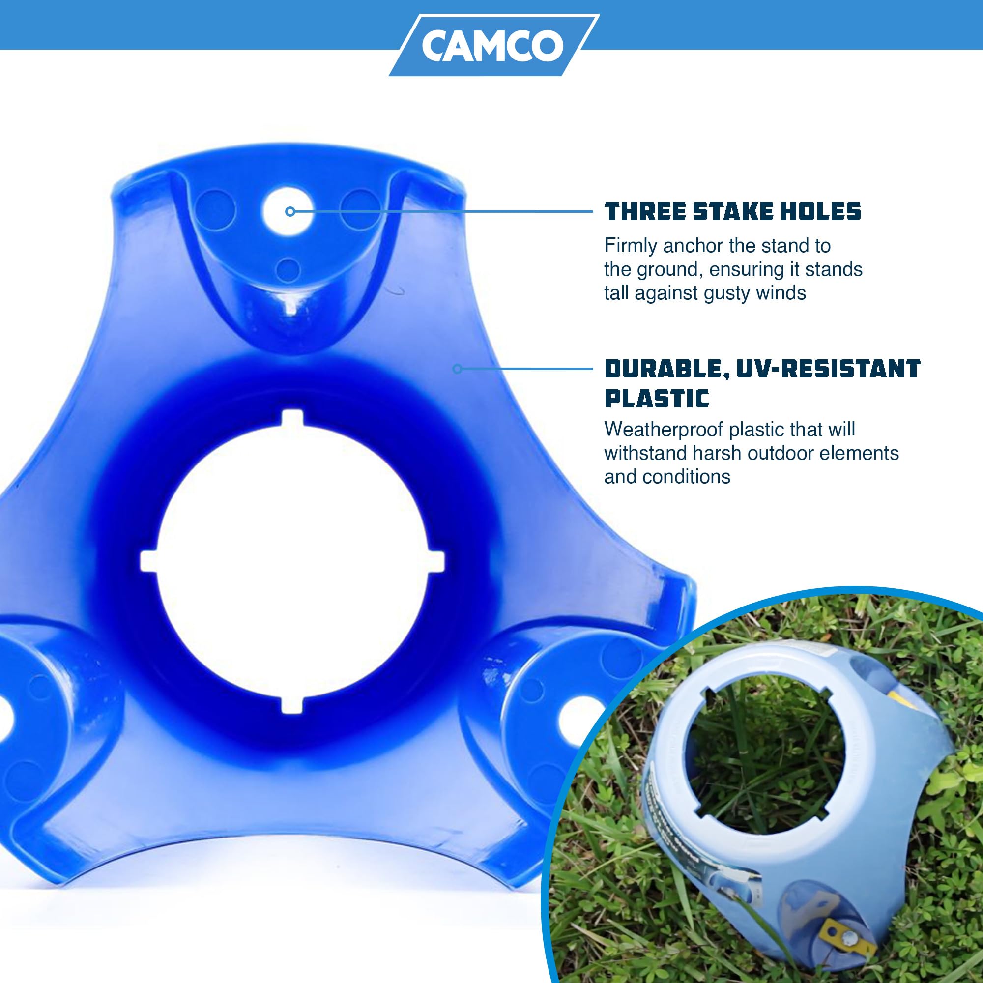 Camco - 21018 Universal Fit Plastic Water Filter Stand- Supports Water Filter in Upright Position To Reduce Hose Kinking and Max