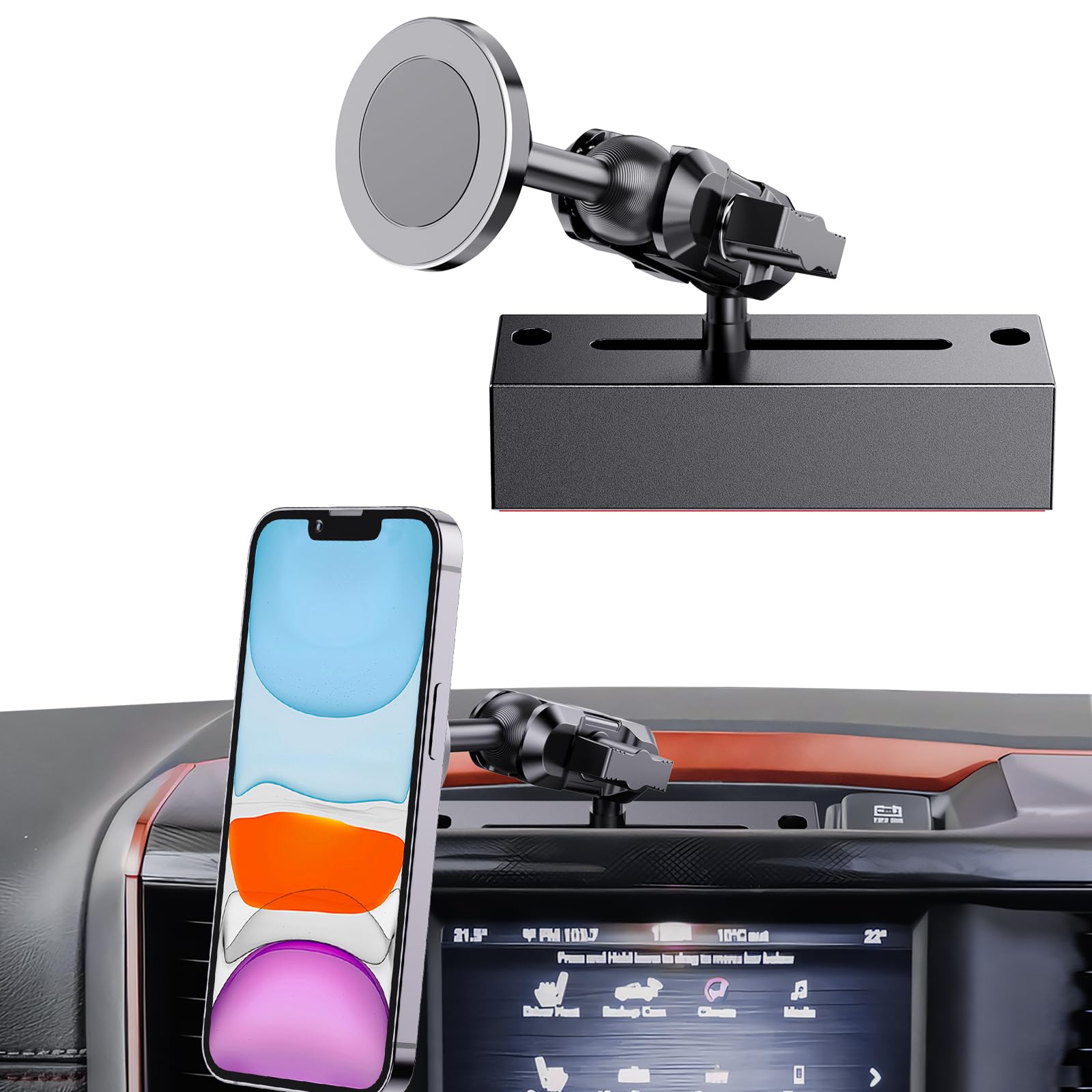 SwiftGaze Metal Magnetic Phone Mount for 2019+ RAM 1500/2500/3500 & 2019+ RAM TXR, OEM Holes Screws Install Super Stable for Off