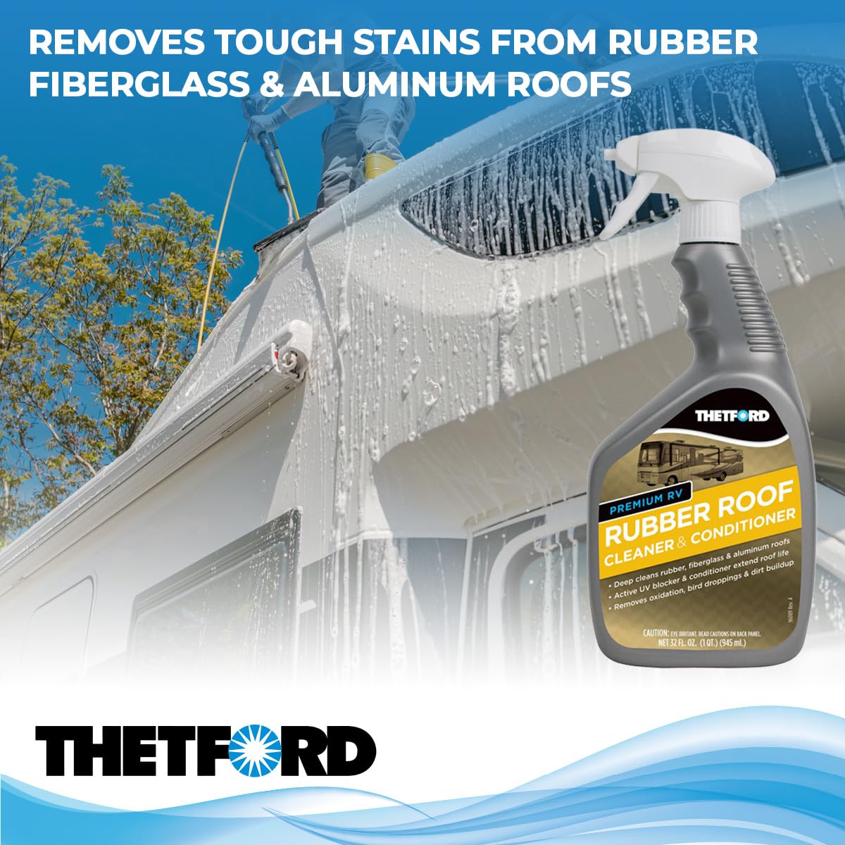 Thetford 32512 Premium Rv Rubber Roof Cleaner And Conditioner-32, 32 Fl. Oz