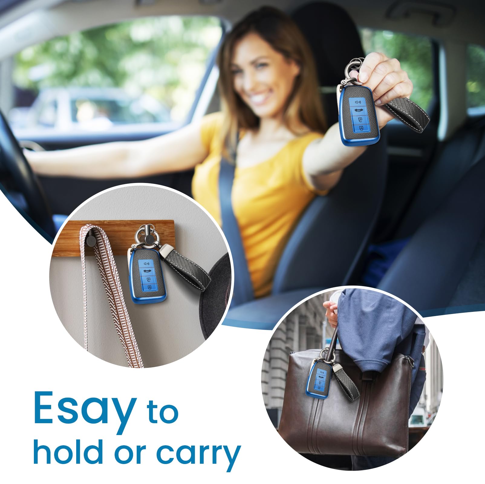 Ctrinews For Lexus Key Fob Cover With Carbon Fiber Style Belt Keychain, Upgraded Tpu Surface Grain Case For Gs Es Is Is-F Rc Rc-