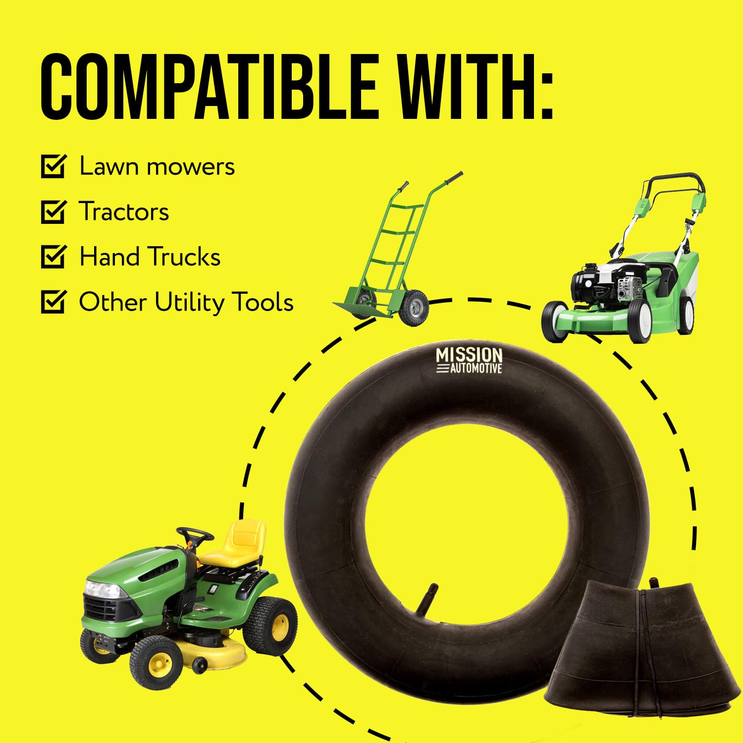 Mission Automotive 15X6.00-6 Inner Tube Replacement With Tr-13 Valve Stem - 2 Pack - Suitable For Riding Lawn Mowers, Mowers, Go
