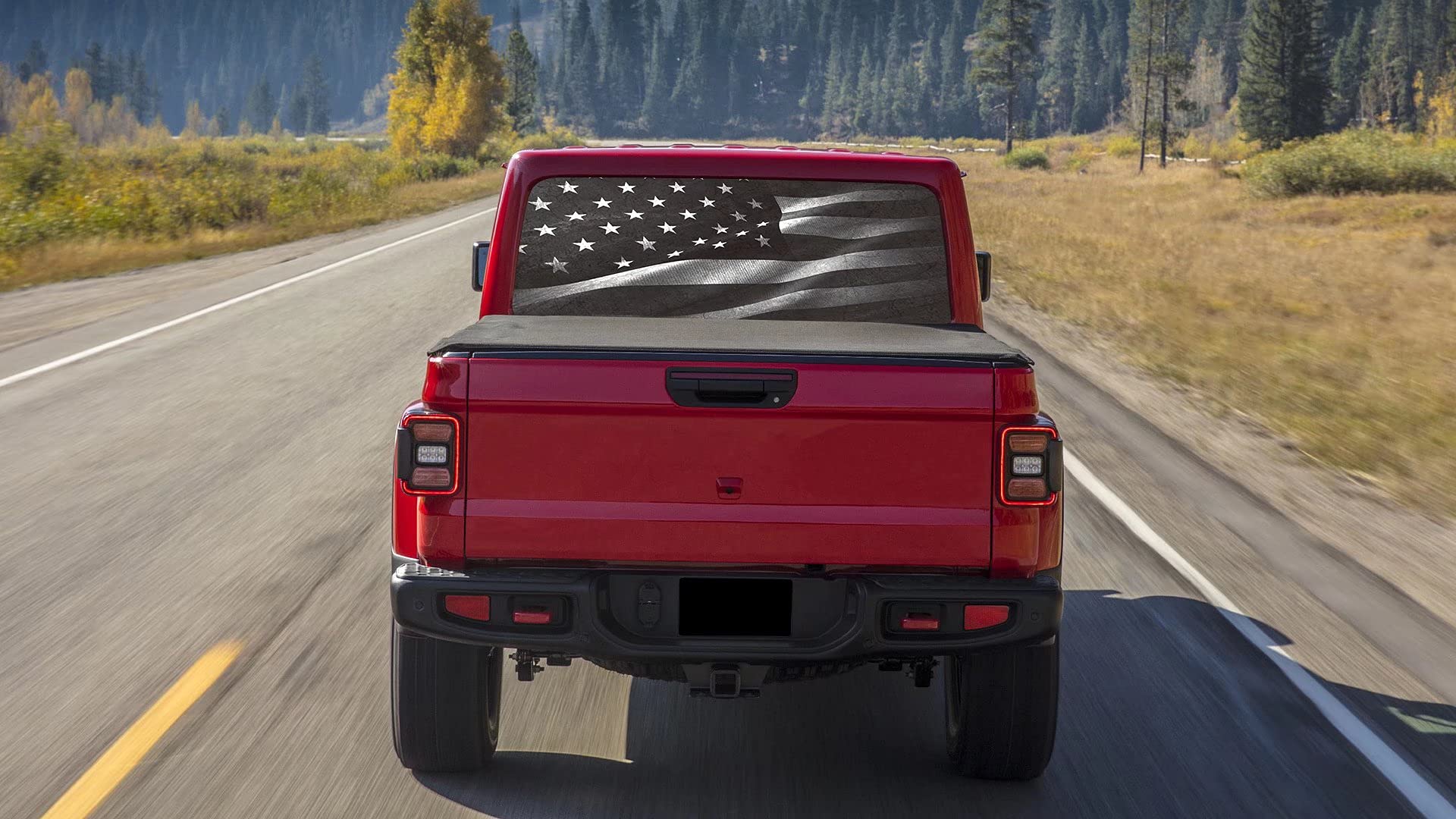 Truck Rear Window Graphic American Flag Decals, Patriot Truck Window Stickers, Back Window Graphics-Size 66'' X 20''