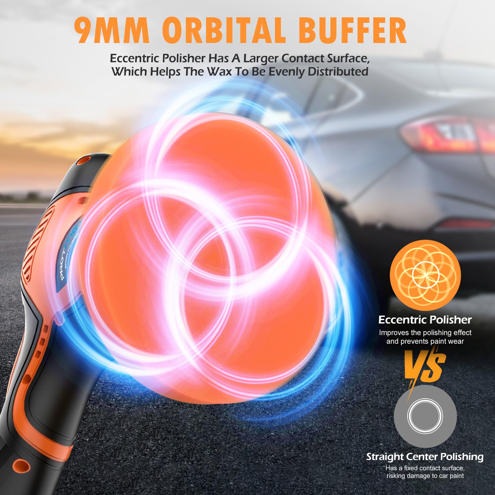 Cordless Car Buffer Polisher, Car Polishing Kit With 21V 2 X 4.0Ah Batteries, Orbital Eccentric Buffers With 8 Variable Speed Up