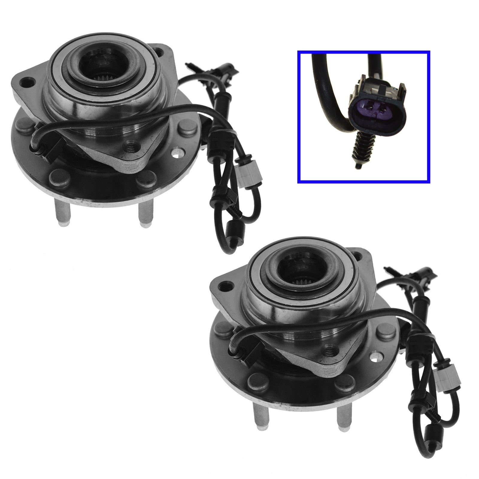 Trq Front Wheel Hub & Bearing Pair Set For Trailblazer Envoy W/Abs 6 Lug