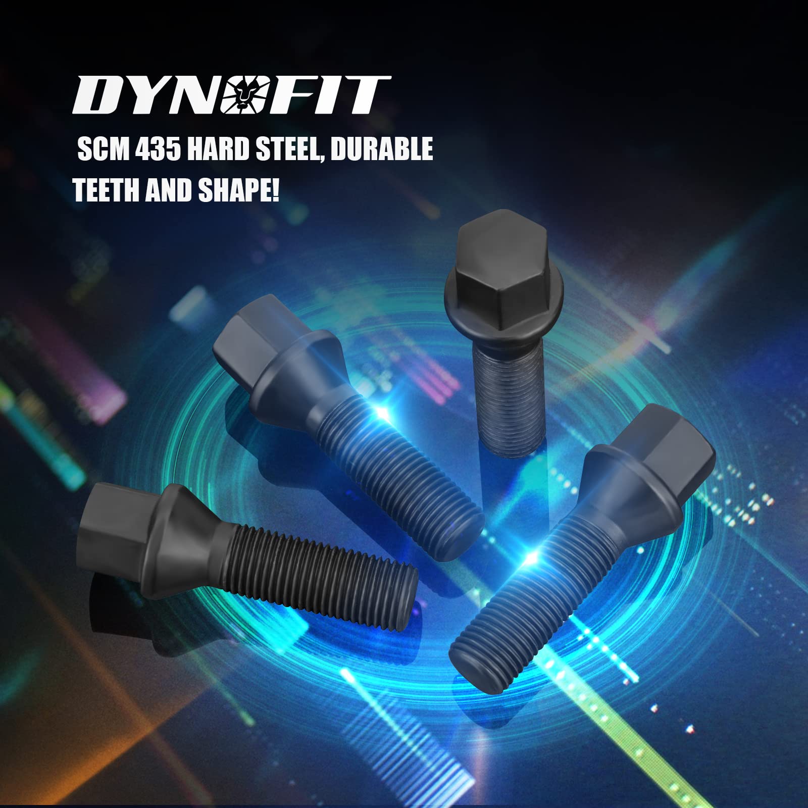 dynofit M14x1.5 Extended 20PCS Lug Bolts for Wheel Spacers, 40mm Shank Conical Seat ET Lug Studs for 2003-10 X3(E83), 00-05 X5(E