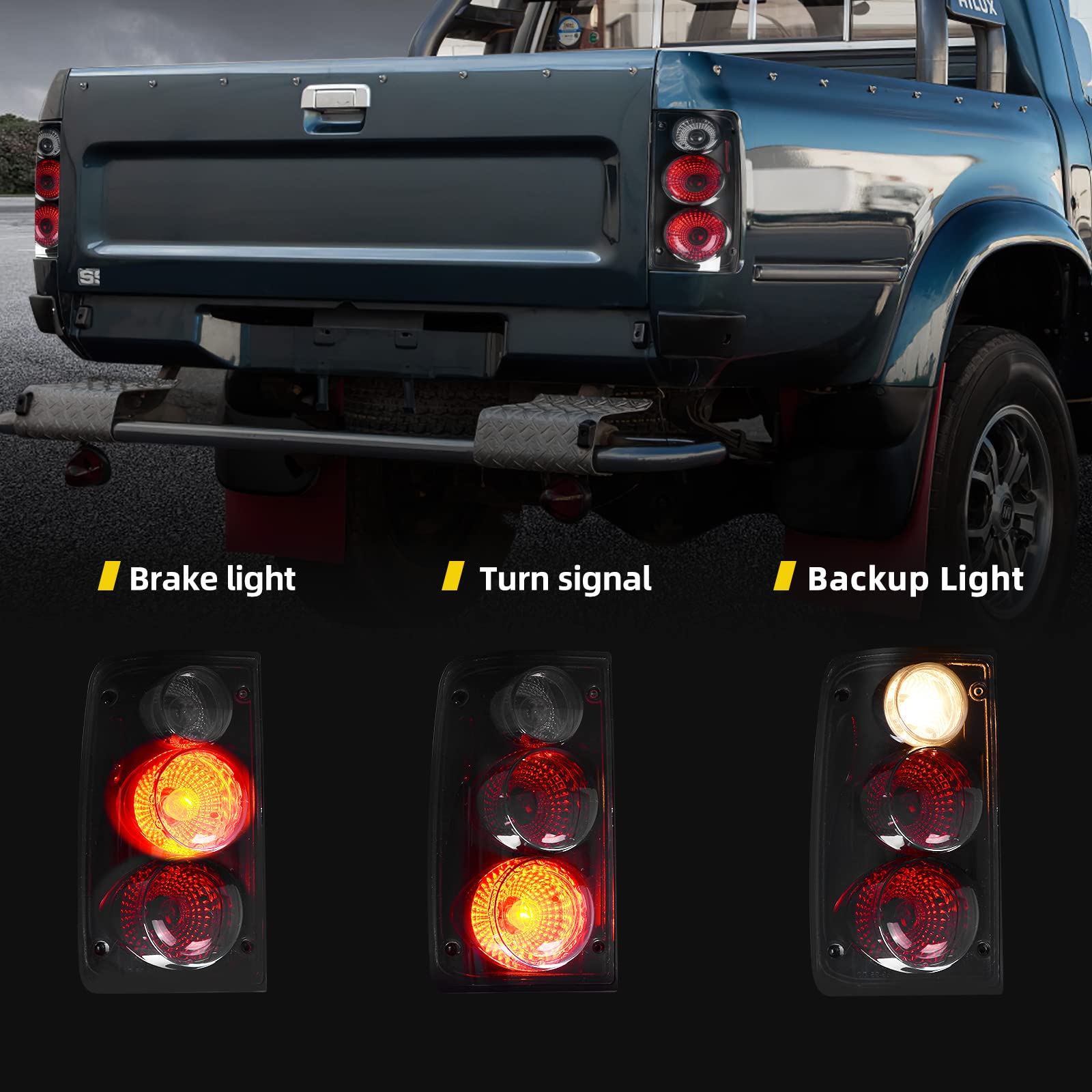 DWVO Taillight Assembly Tail Lamps Compatible with 1989 1990 1991 1992 1993 1994 1995 Pickup Truck 89-95 Rear Tail Lights Black