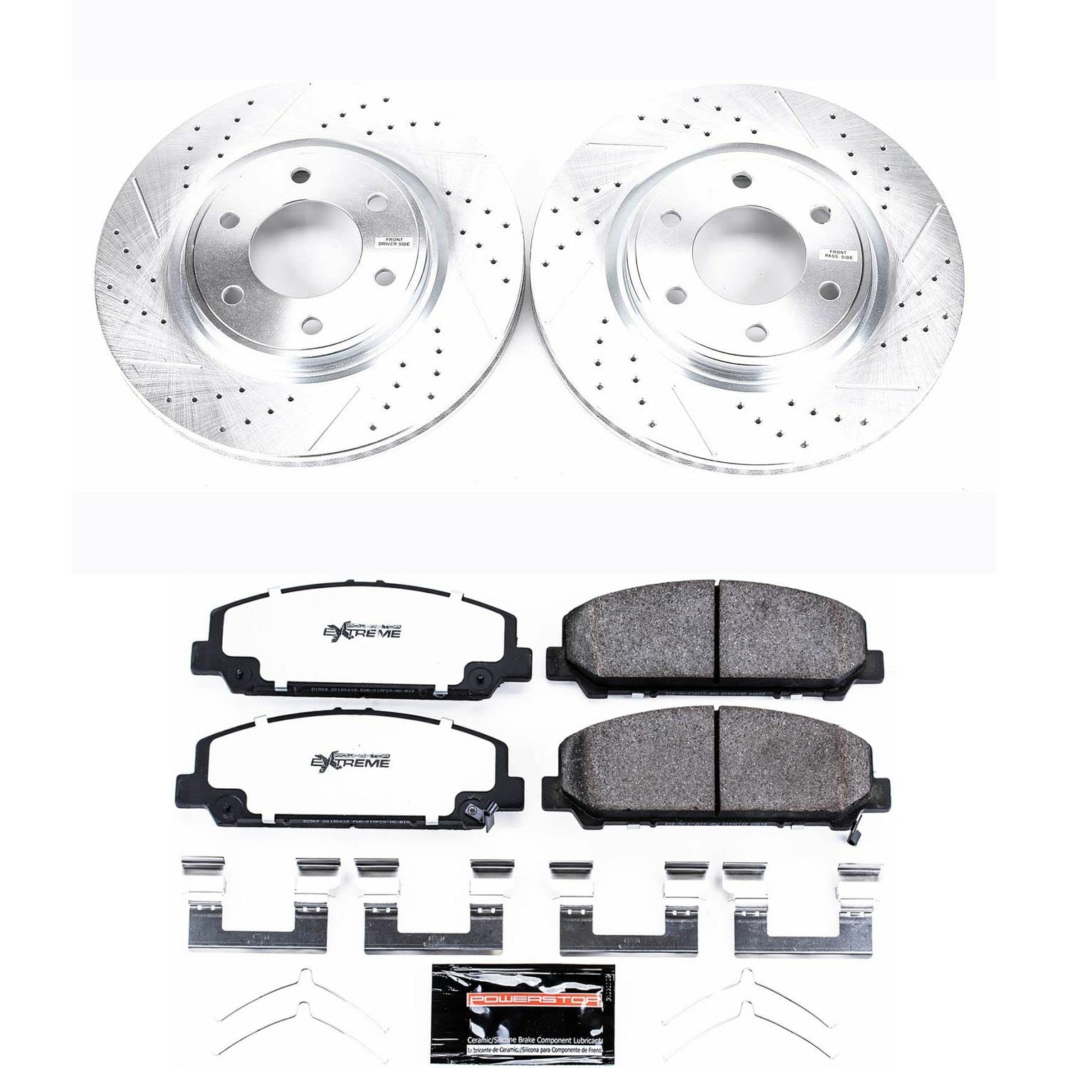 Power Stop K5821-36 Front Z36 Truck & Tow Brake Kit, Carbon Fiber Ceramic Brake Pads And Drilled/Slotted Brake Rotors