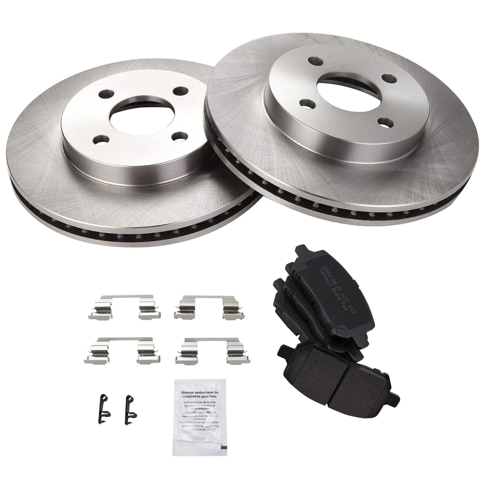 Trq Front Brake Pad & Rotor Kit Brake Pads Brake Rotor Ceramic Compatible With 2005-2010 Chevrolet Cobalt 2007-2009 Pontiac G5 2