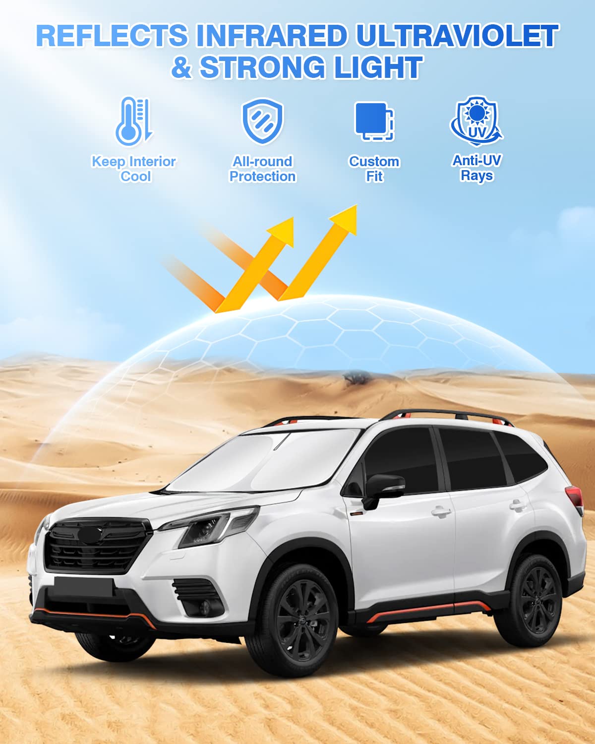 Canvcle Sunshades For 2019-2024 Subaru Forester Accessories Windshield Sun Shade Side Rear Window Shade Cover Sun Visor Shield P