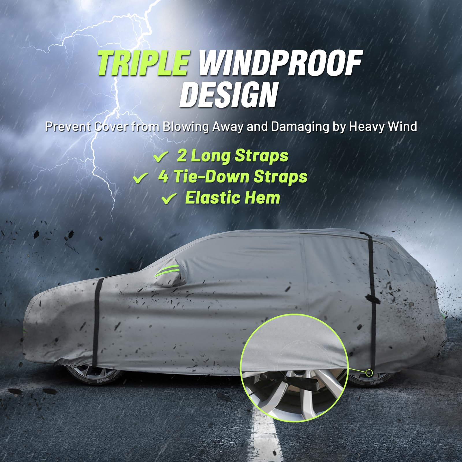 Favoto Suv Car Cover Waterproof - All Weather 6 Layers Full Exterior Covers For Automobiles Outdoor Rain Sun Snow Protection Uni