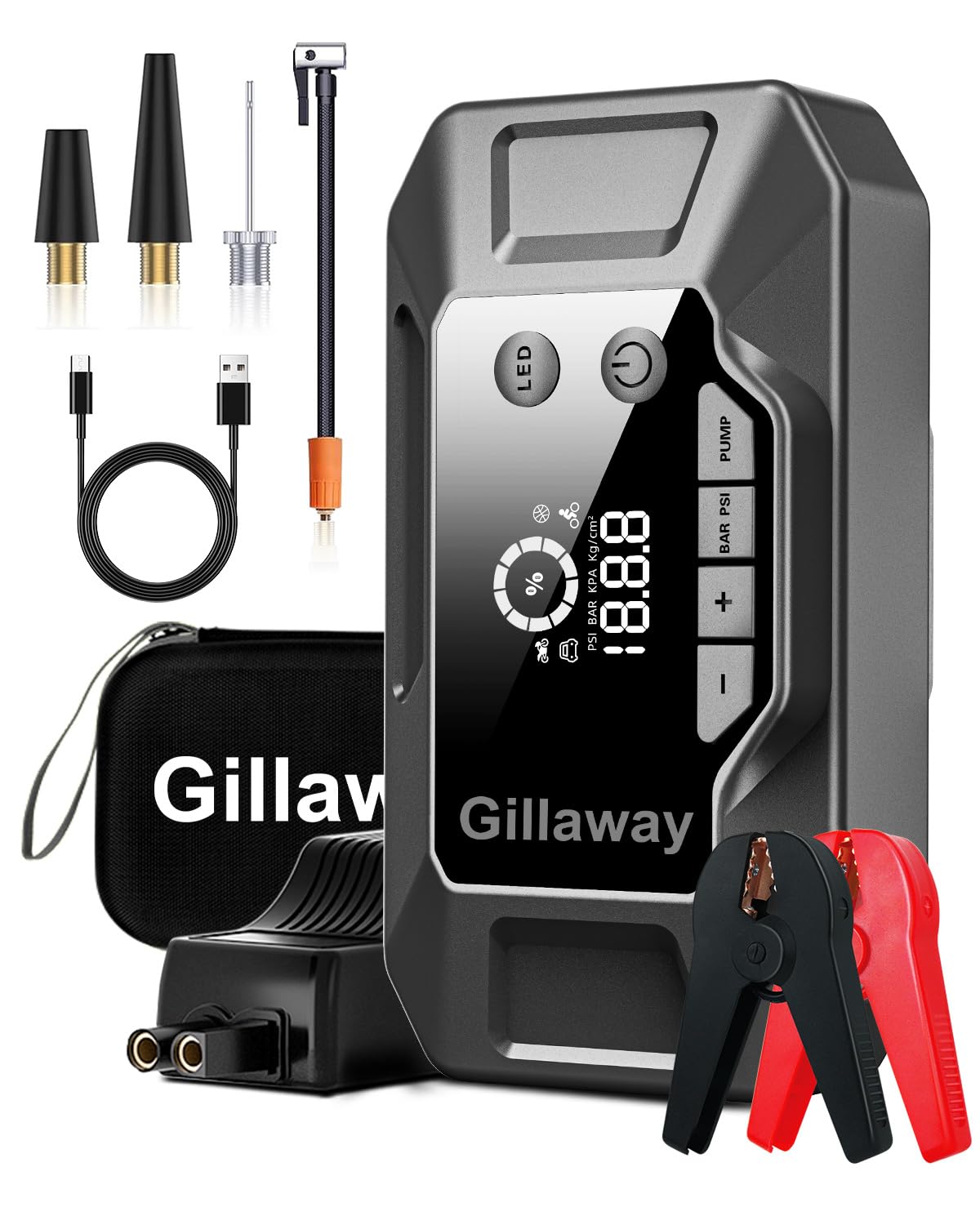 Q11 4000A Car Jump Starter With Air Compressor Combo 150Psi, Portable Car Battery Jump Starter Battery Pack (10L Gas/8.0L Diesel