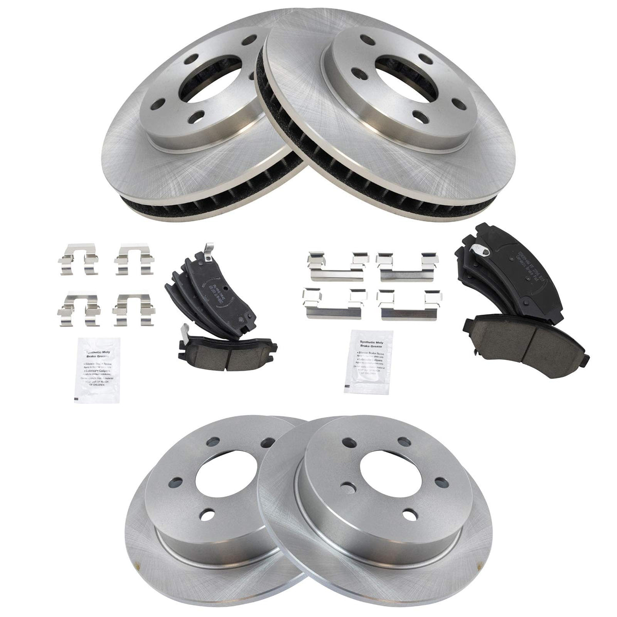 Trq Front And Rear Brake Pad & Rotor Kit Ceramic Compatible With 2004-2005 Buick Century 1997-2004 Regal 1998-2002 Oldsmobile In