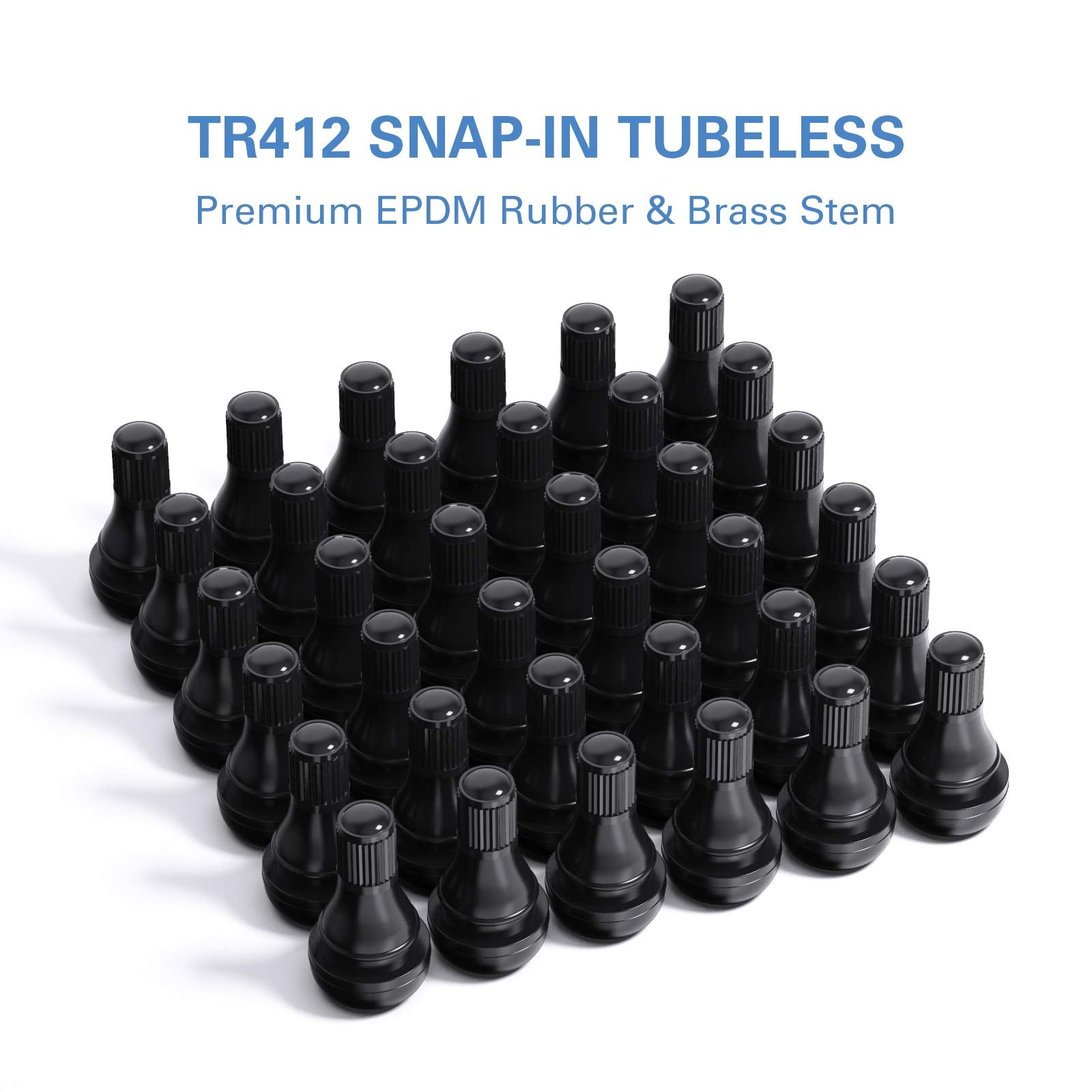 Ckauto Tr412 Rubber Snap-In Short Black Tire Valve Stem For Tubeless 0.453 Inch 11.5Mm Rim Holes On Standard Vehicle Tires (50Pc