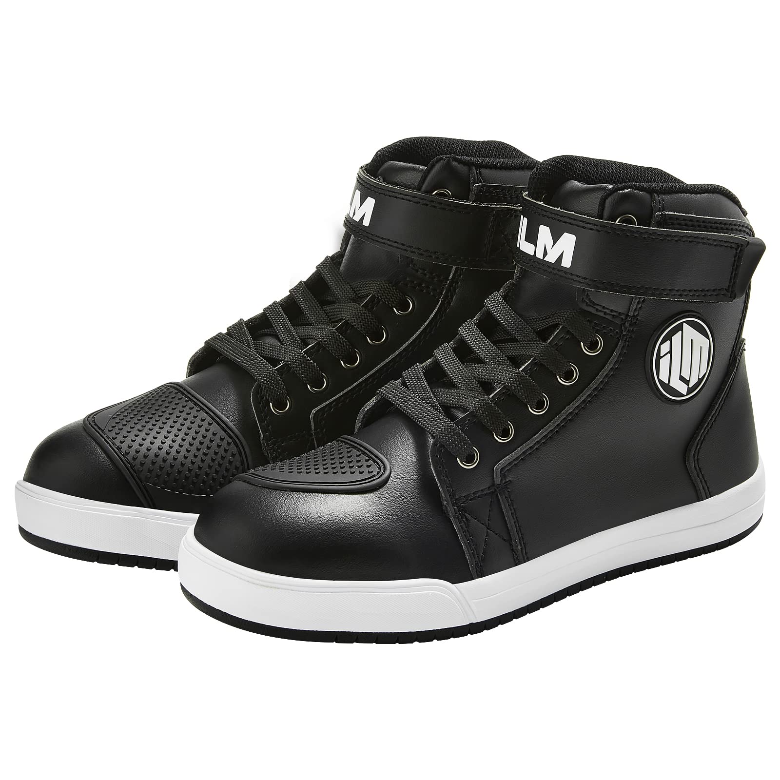 ILM Motorcycle Shoes for Men Black Waterproof Street Riding Breathable Powersport Anti-Slip Footwear with Ankle Support, Shift p