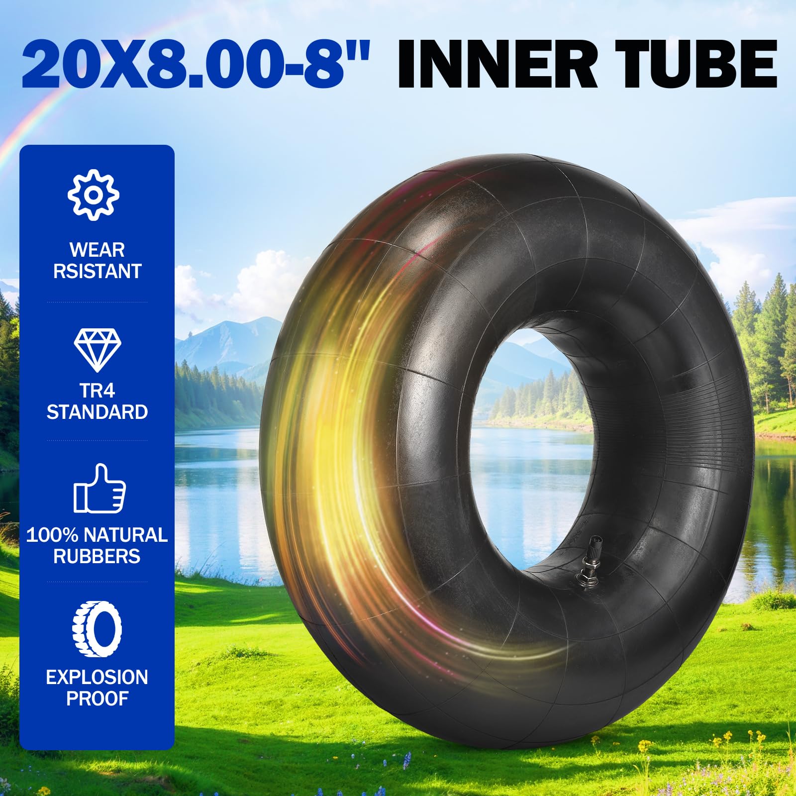2Pack 20x10-8,20x8-8,20x10.00-8,20x8.00-8 Inner Tube, Heavy Duty Garden Trailer Tire Inner Tubes With TR-4 Straight Valve Stem F