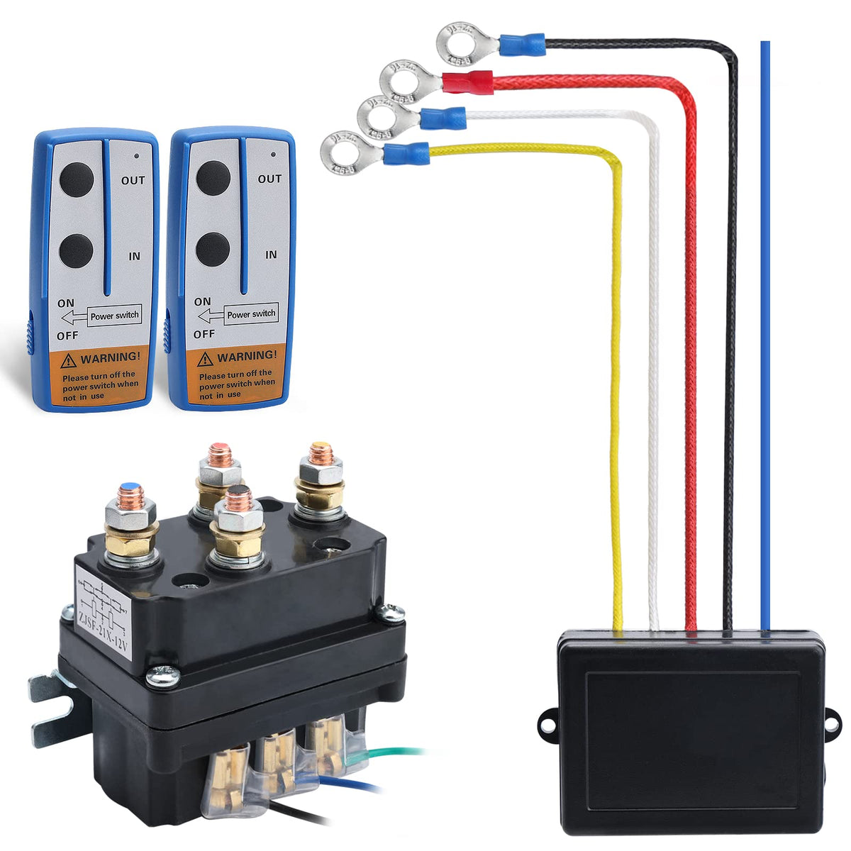 Mayspare 250A Winch Solenoid Relay 12V Winch Relay Contactor With 2Pcs Wireless Winch Remote Control Kit Max. 150Ft For 2000-500
