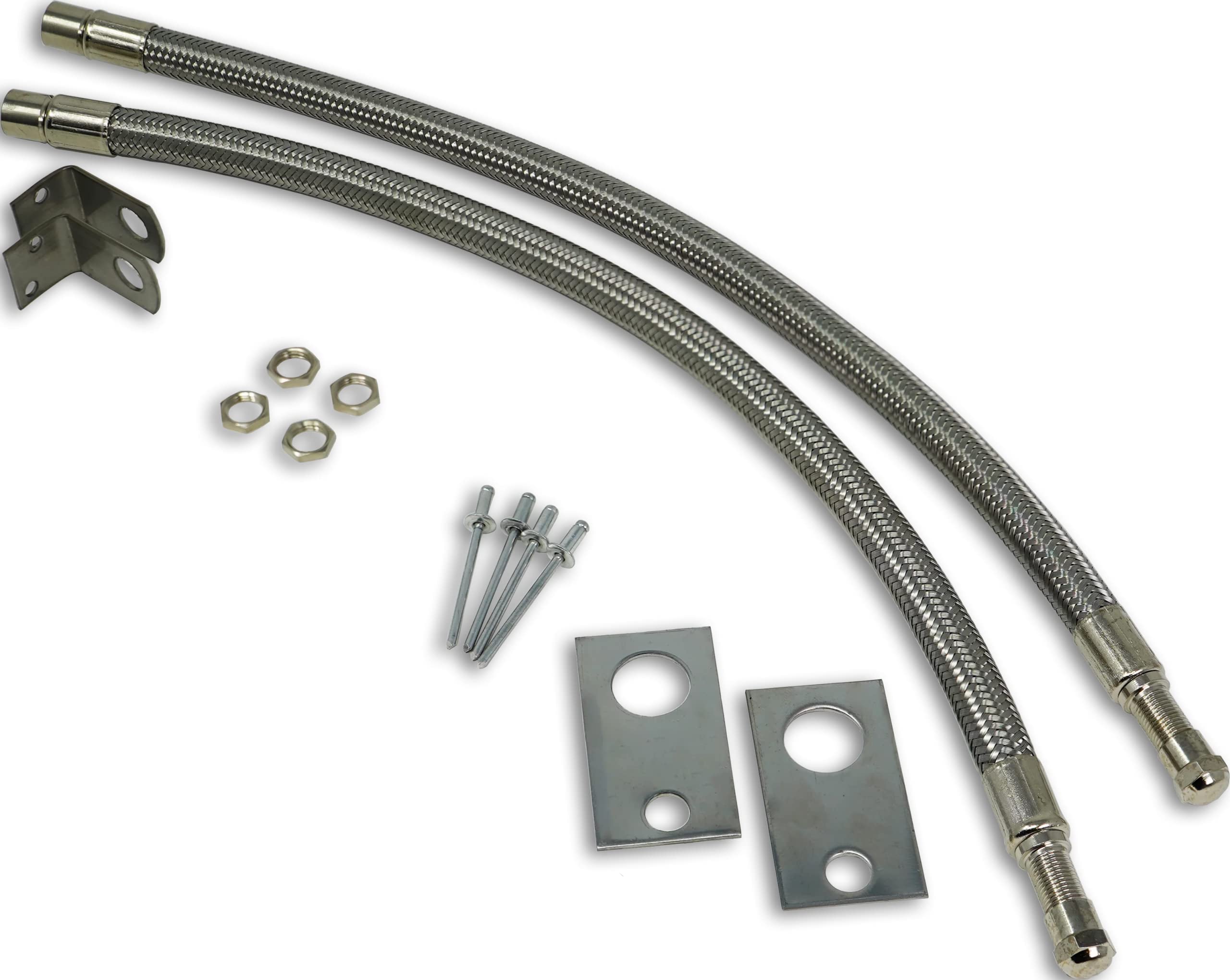Tireminder 16-19.5 Inch Braided Steel Valve Extender Kit For Dually Wheels, Hub Mounted, 2 Pack