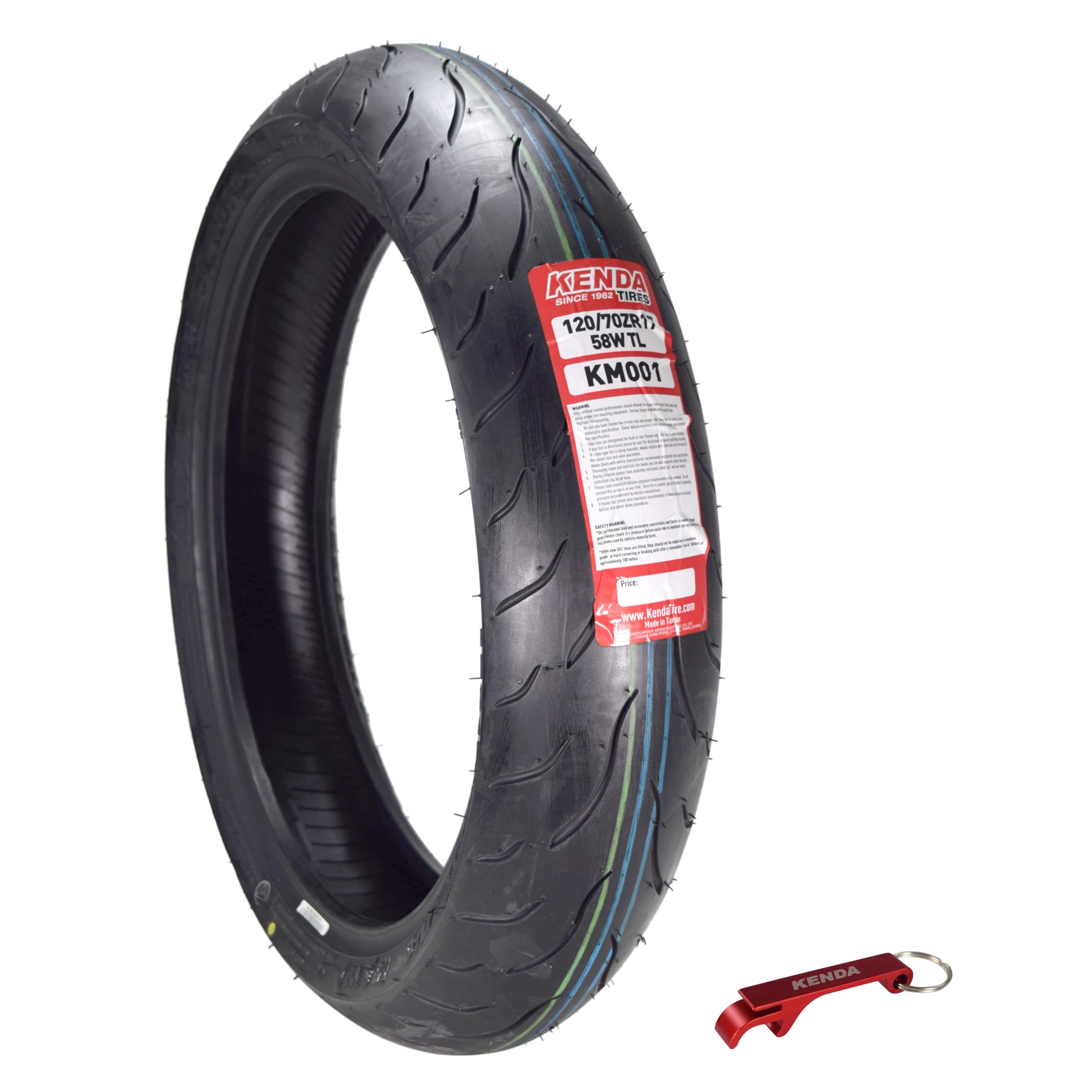 Kenda Km1 Sport Touring Front Motorcycle Tire 120/70Zr17 58W Tl W/Headwear