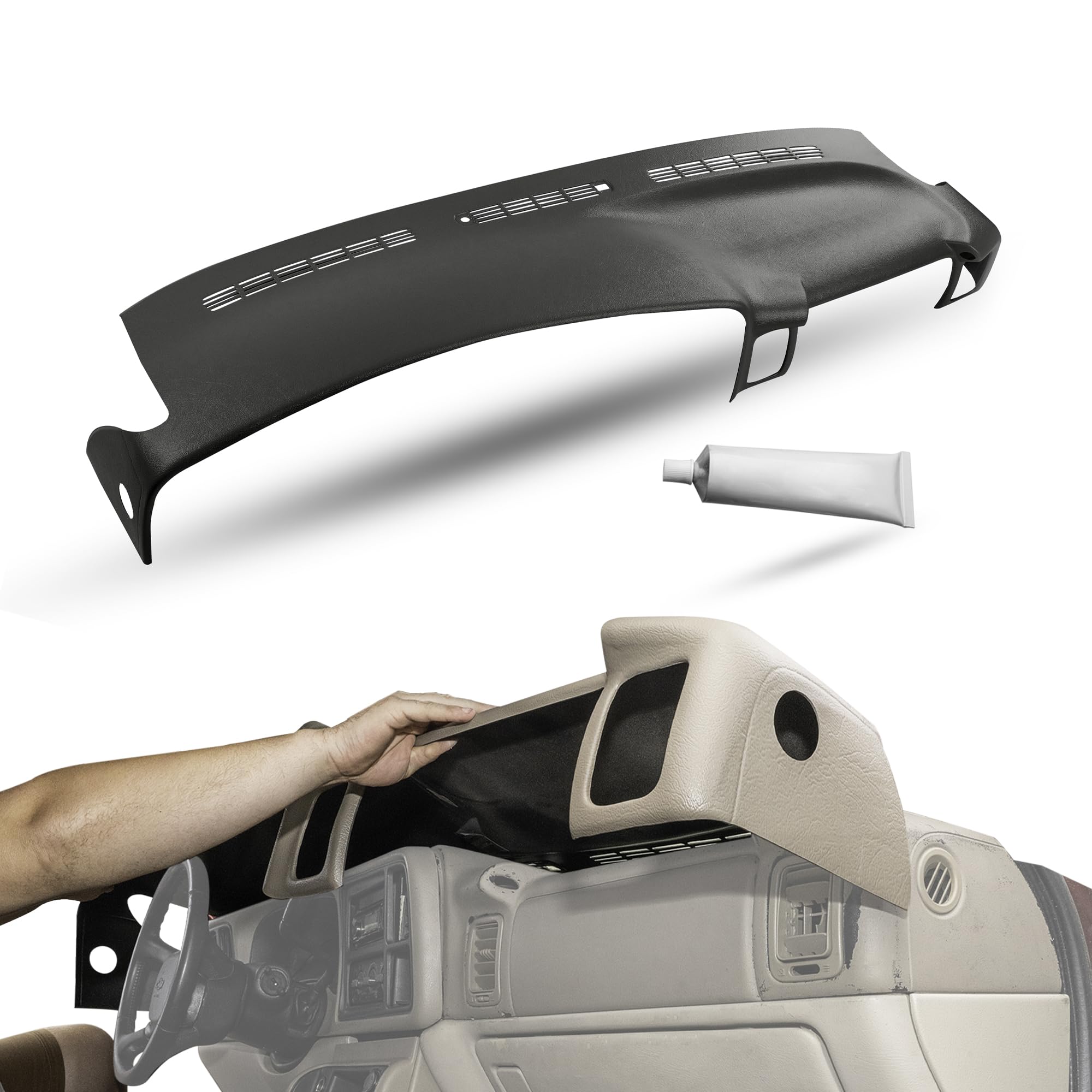 Dashskin Molded Dash Cover Cap Compatible With 2000-2006 Tahoe Suburban Yukon Avalanche & 1999-2006 Silverado Sierra In Dark Pew