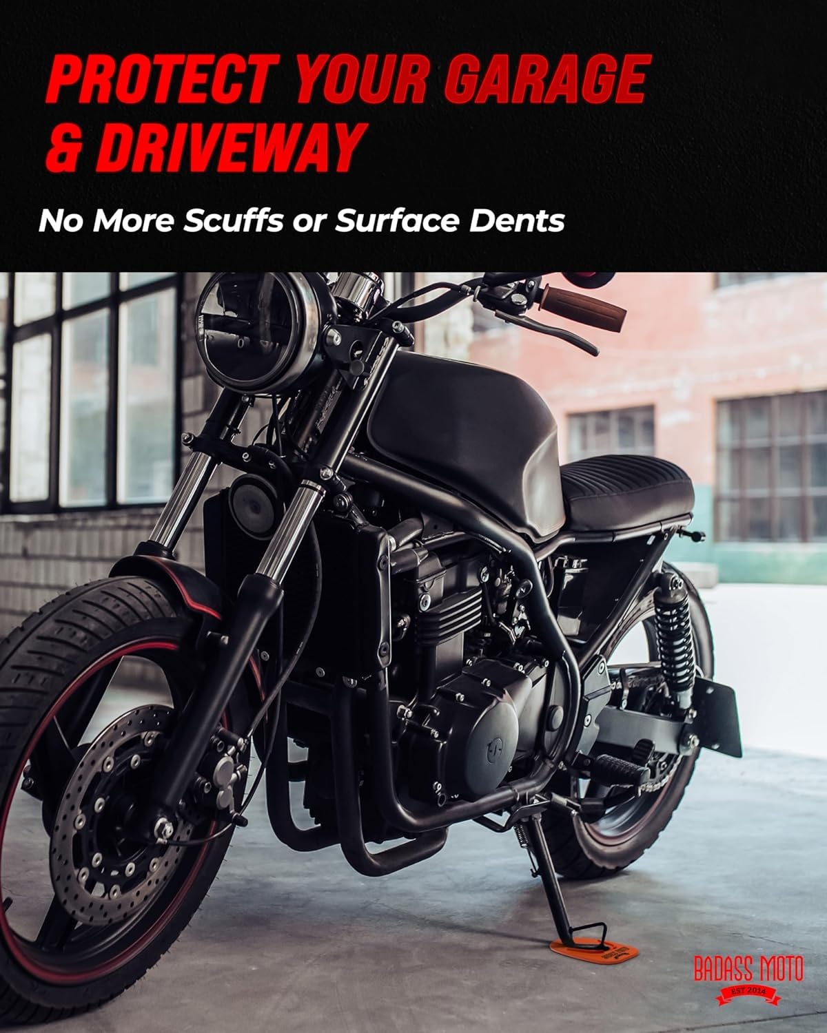 Motorcycle Kickstand Pad - Motorcycle Stand For Harley Davidson, Kawasaki, Honda, Triumph, Suzuki, & Bmw Riders - Self-Adjusting