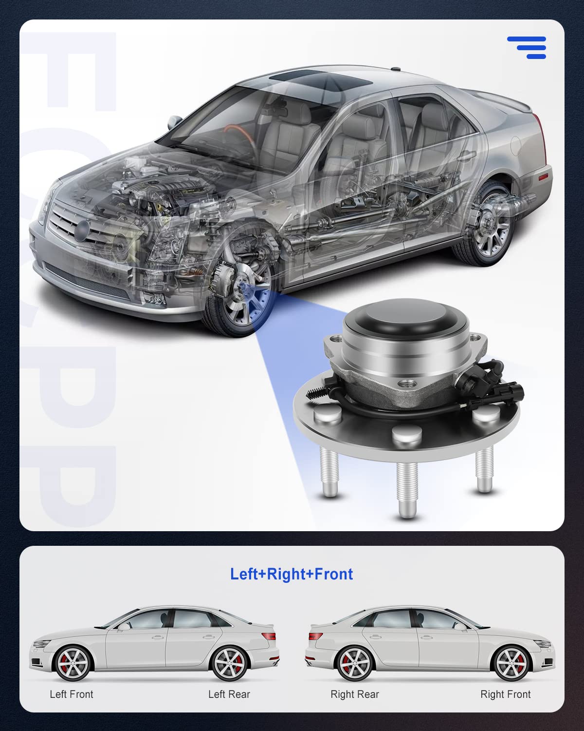 ECCPP 2pcs Front Wheel Hub Bearing Assembly for Chevy Express Silverado1500, GMC Savana 1500 Sierra Yukon Cadillac Escalade 6 lu