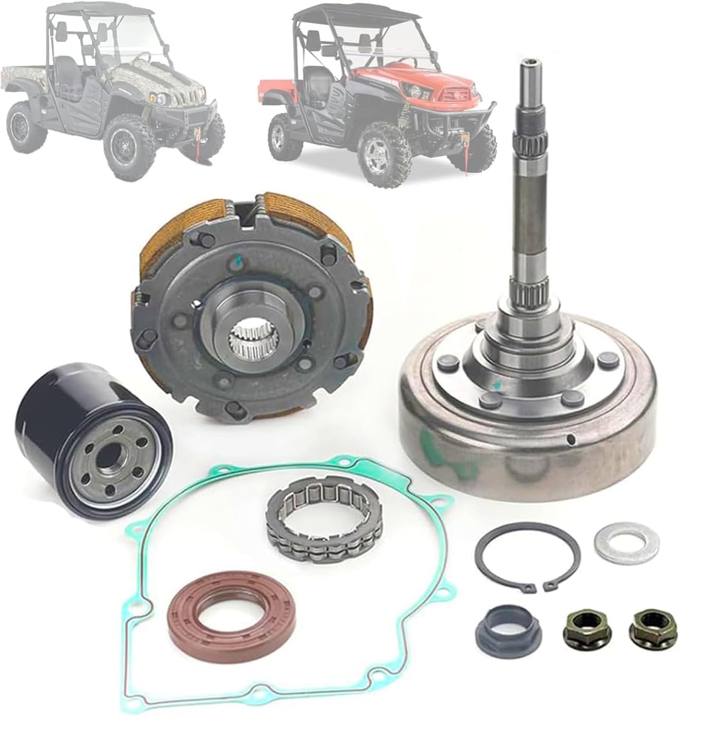 Chikia Hisun 500 Wet Clutch Kit Assembly Replacement For Hisun Utv Atv 500 700 Msu 500 700 Axis 500 700 Ut500 Ut700 Bennche Bighorn Challenger Oil Filter,One Way Bearing Housing